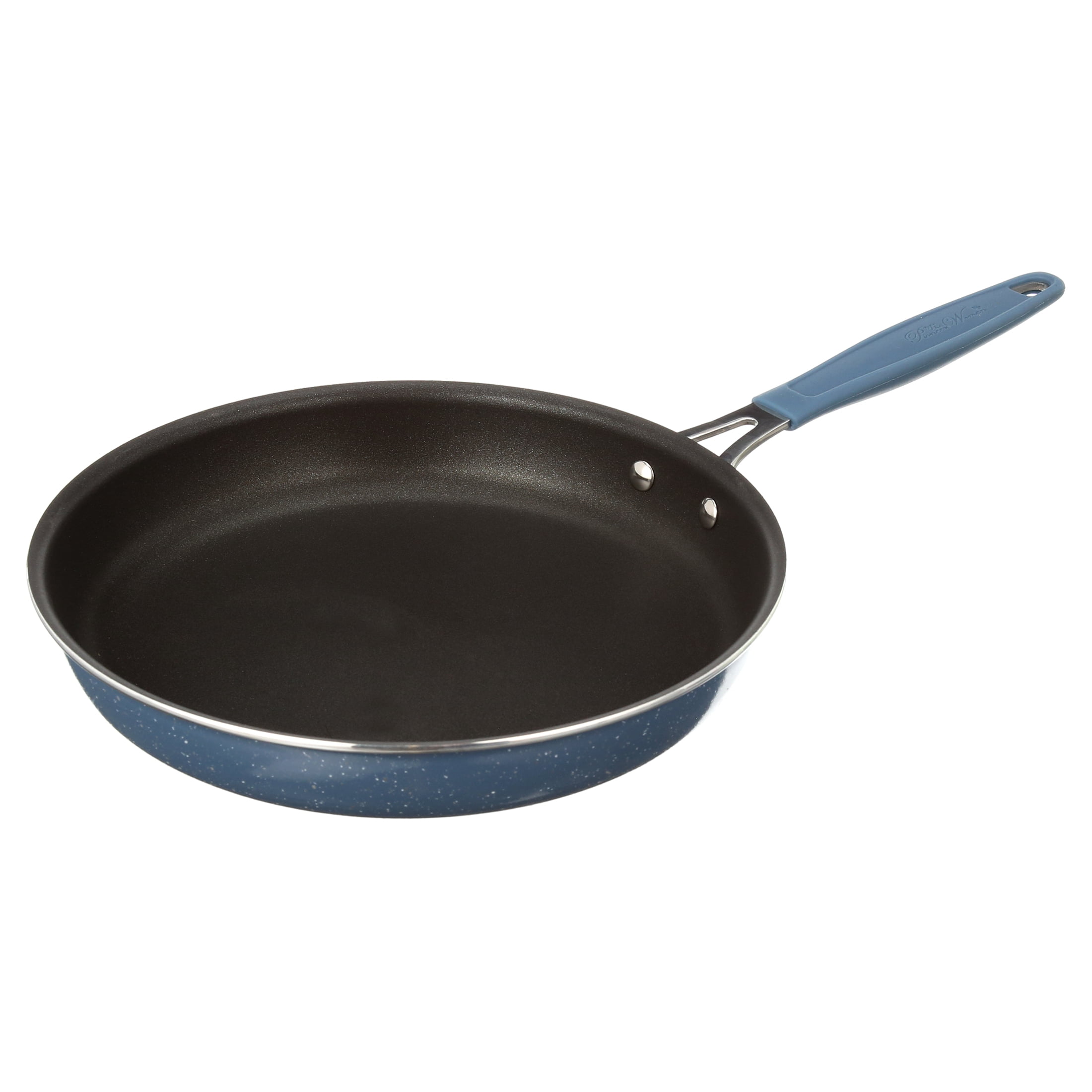 The Pioneer Woman Frontier Speckle 12-Piece Nonstick Cookware Set with Soft Grip Handles, Denim Blue - Image 10