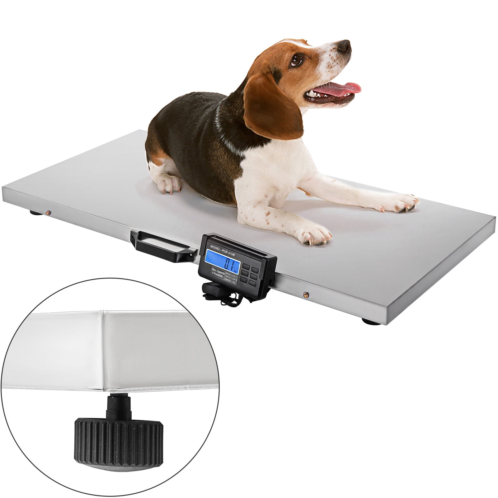 KFFKFF Industrial Floor Scale, 880Lbs x 0.2Lbs, Large Stainless Steel Platform Measuring 40.6x20.9Inch, Suitable for Large Animal Weighing Like Dogs, Pigs, Goats, Ideal for Livestock - Image 3