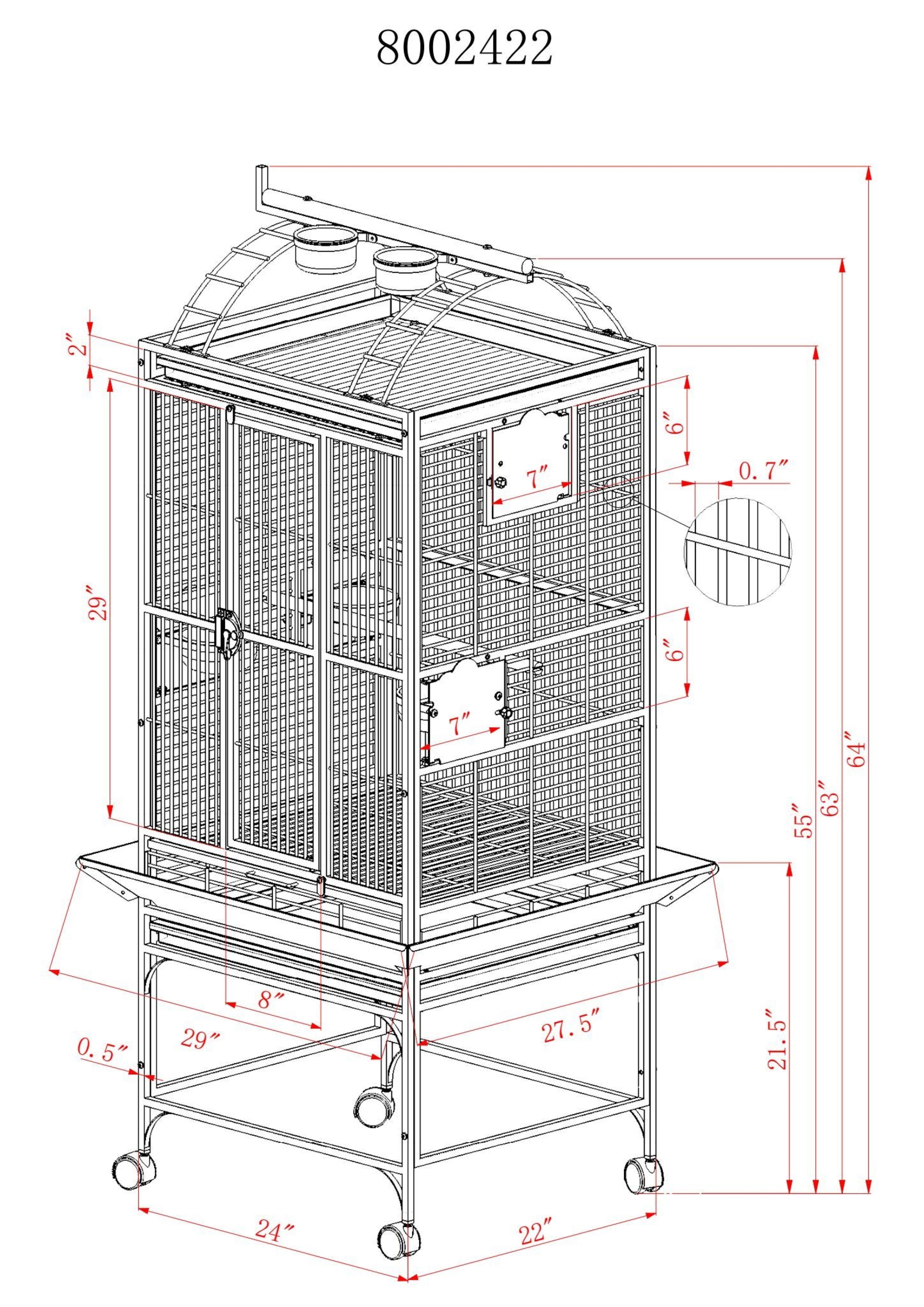 8002422 Green Play Top Bird Cage, by A&E Cage Company - Image 2