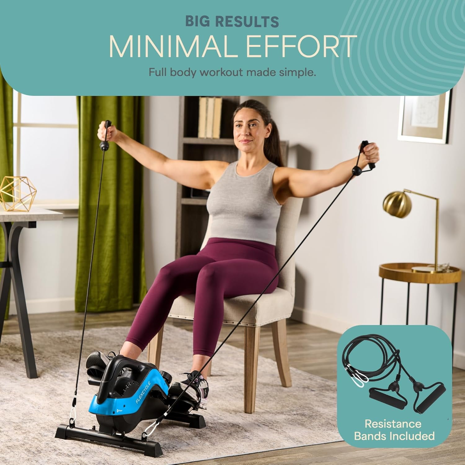 LifePro Under Desk Elliptical & Mini Bike – Quiet Desk Bike Pedal Exerciser for Seniors, Portable Under-Desk Foot Cycle & Home Office Exercise Equipment - Blue - Image 4