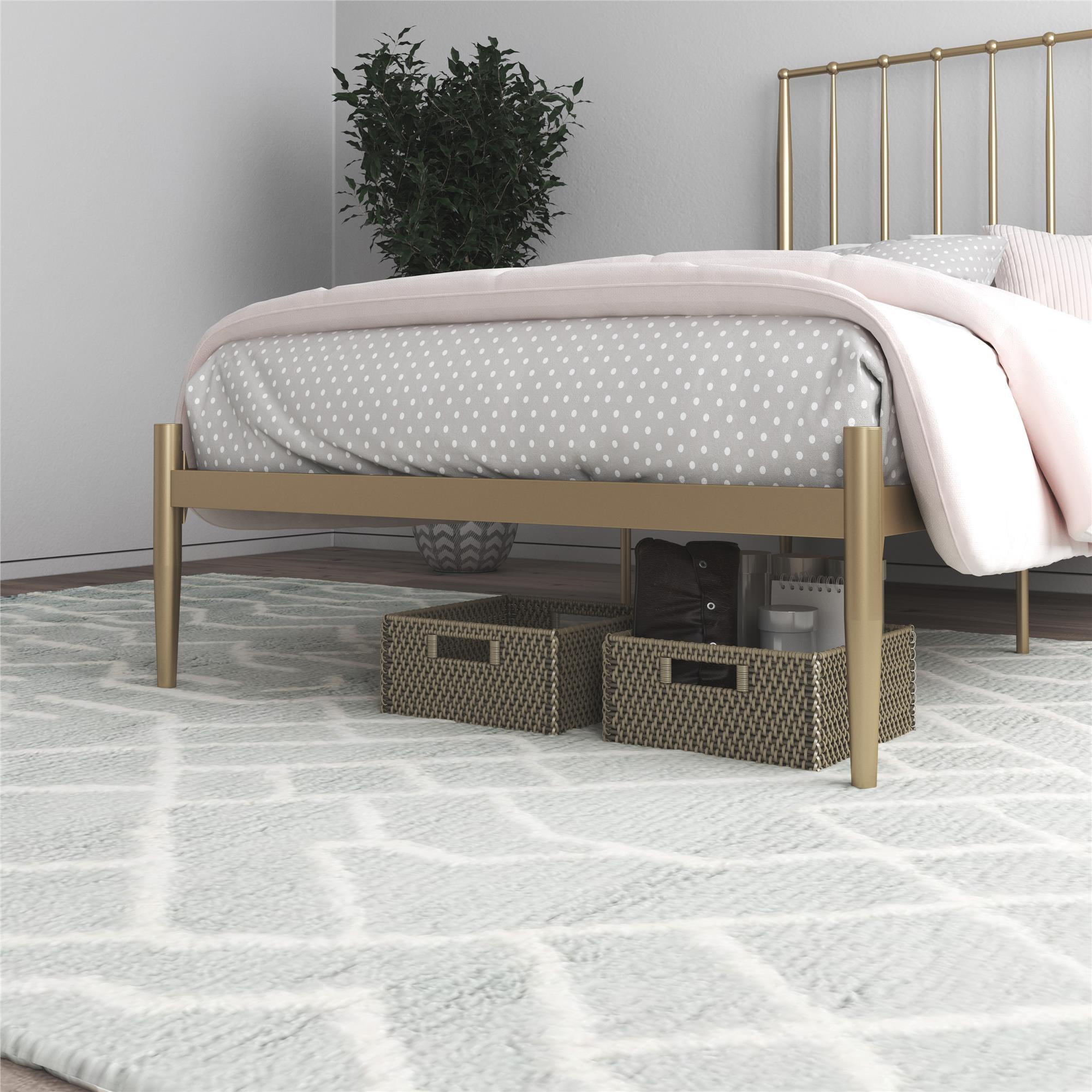 DHP Giulia Metal Platform Bed with Headboard and Underbed Storage Space, Twin, Gold - Image 7