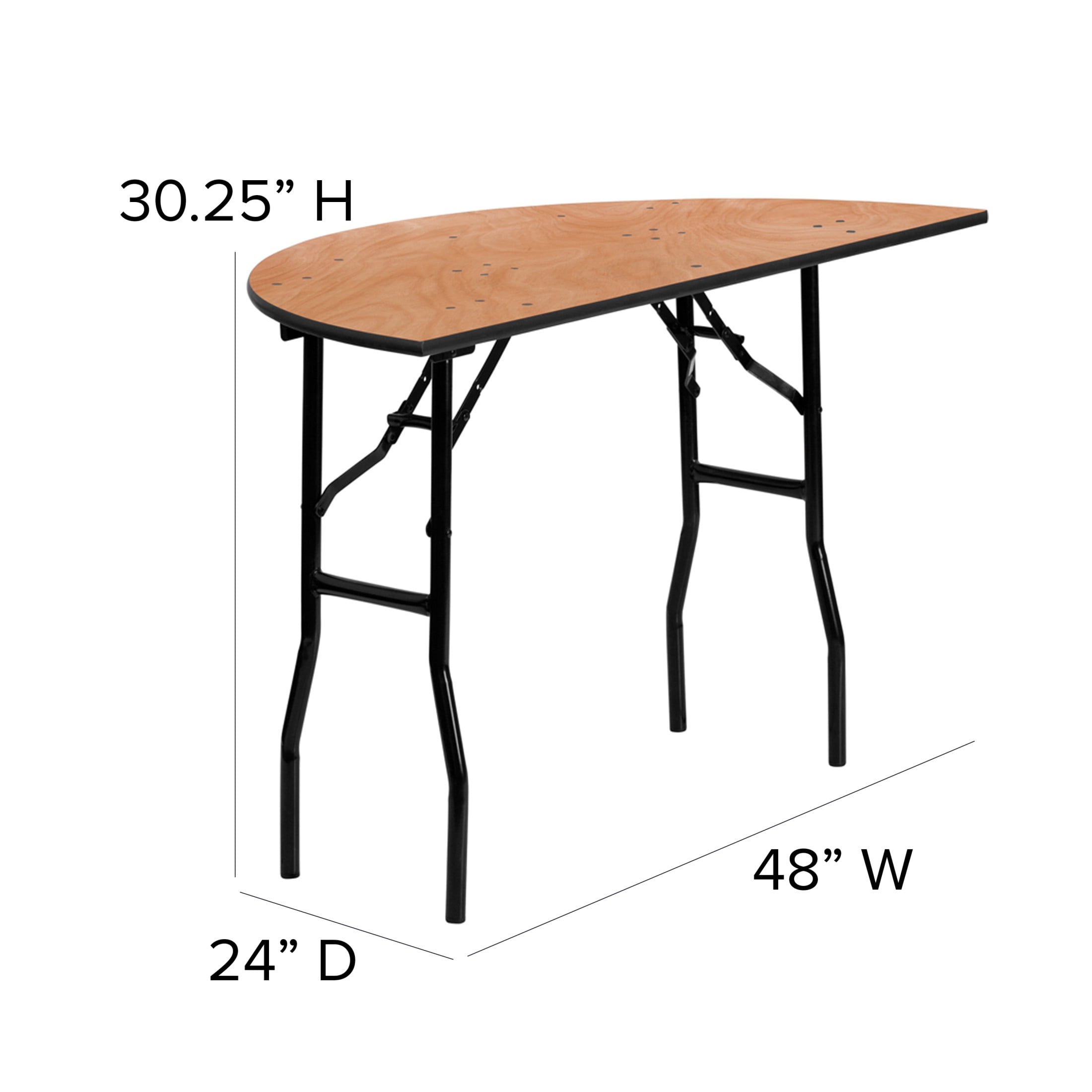 Flash Furniture Furman 4' Half-Round All-Occasion Wood Folding Event Table, Natural/Black - Image 10