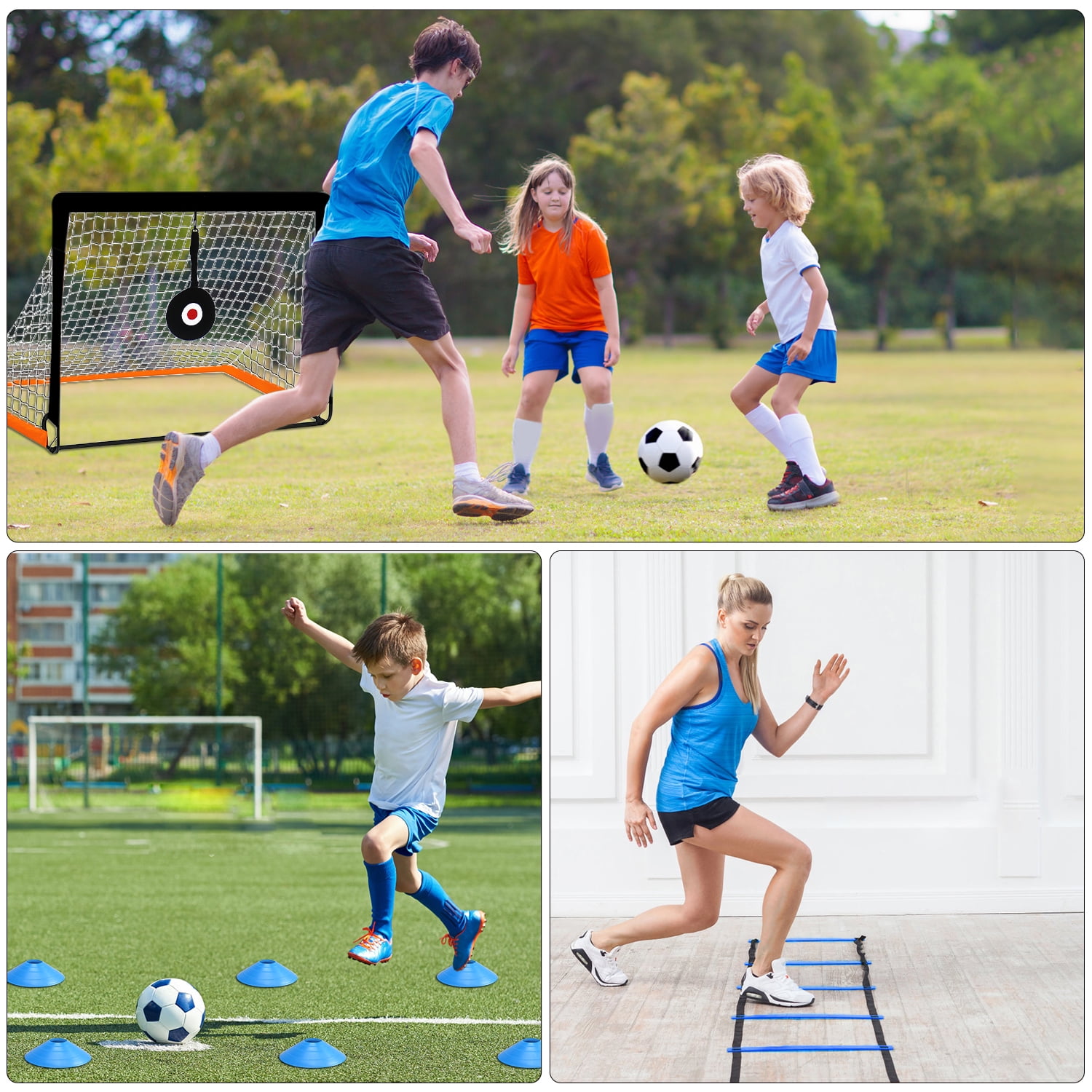 Fisca Kids Soccer Goals, 4'x3' Pop-up Soccer Practice Equipment with Ball, Agility Ladder and Cones, Kids Football Goal for Backyard Practice & Training, Outdoor Sports Games - Image 5