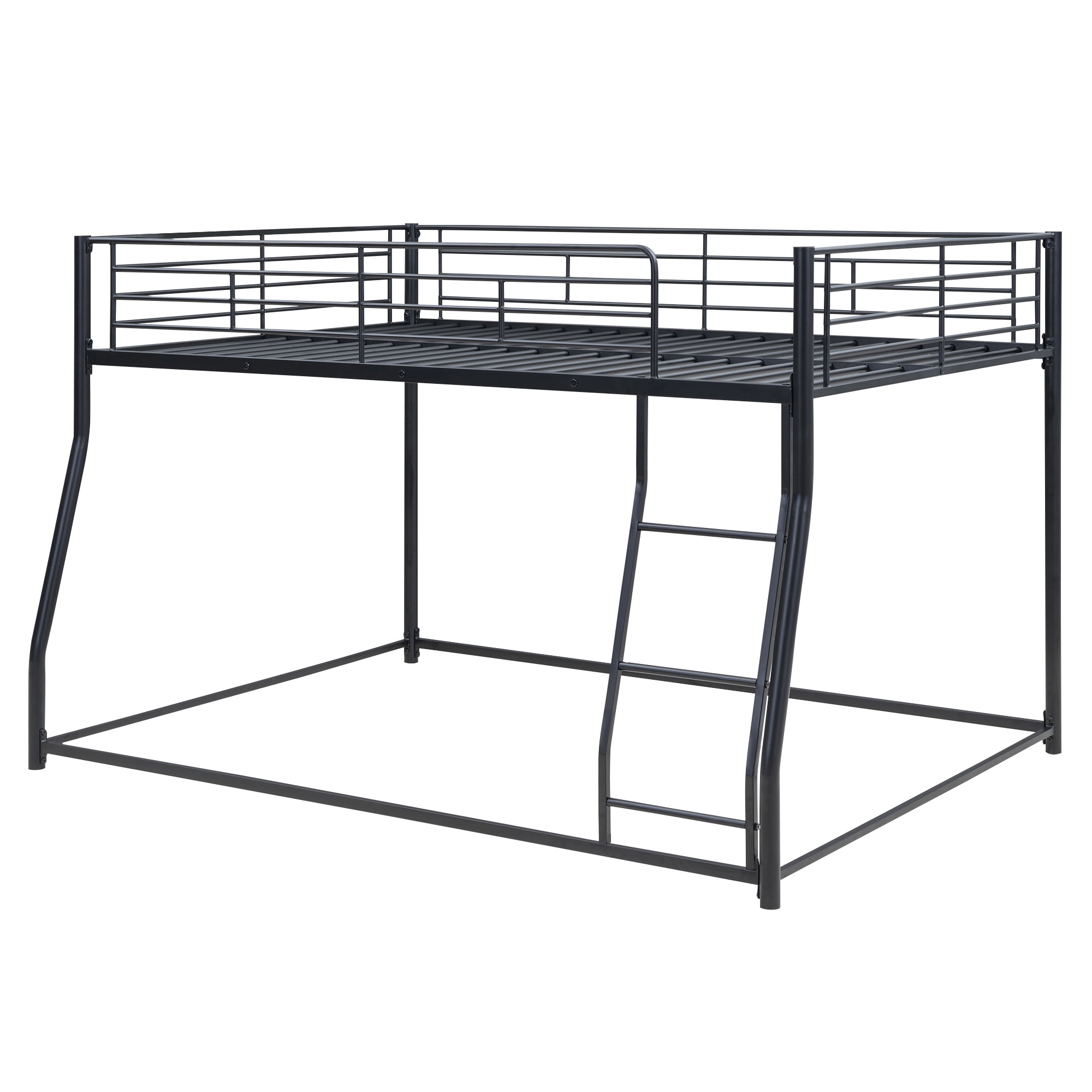Euroco Metal Full XL over Queen Bunk Bed, Floor Bed with Ladder, Black - Image 7