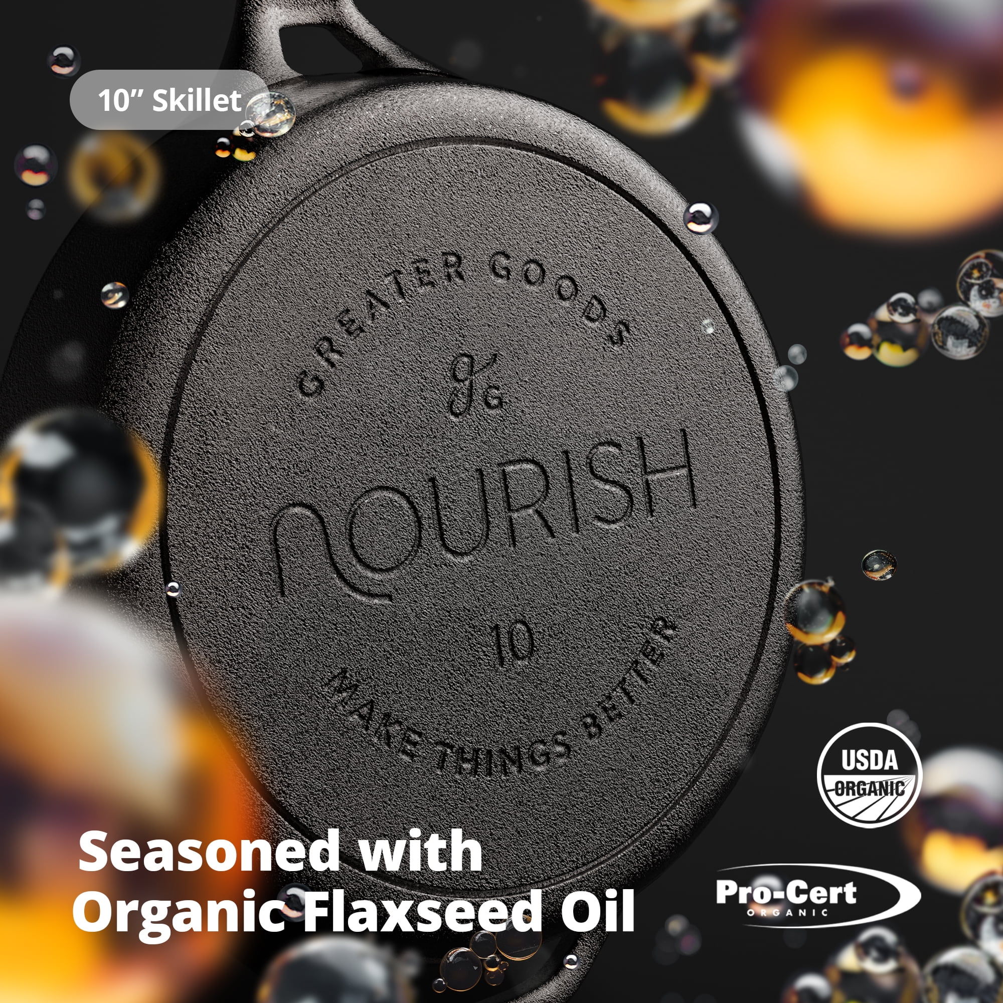 Greater Goods 10 inch Cast Iron Skillet, Pre-Seasoned for Oven, Stove, Universal Cooking - Image 5