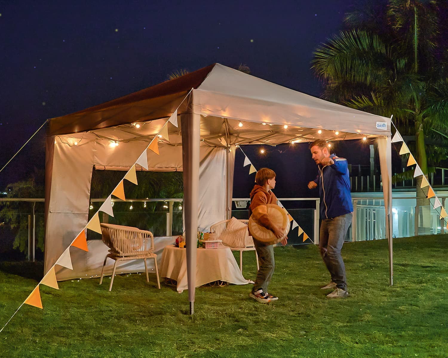 Quictent Privacy 10'x10’Pop up Canopy Tent with Sidewalls Enclosed Instant Gazebo Shelter Waterproof (Beige) - Image 7