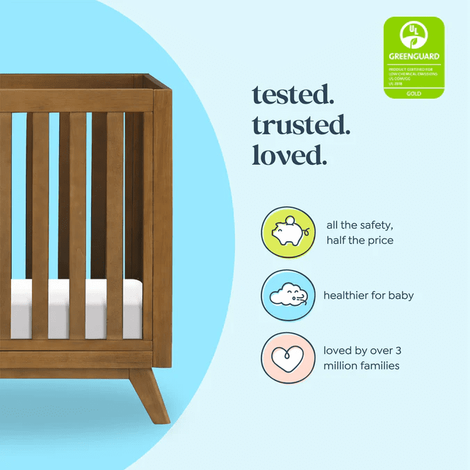 DaVinci Otto 3-in-1 Convertible Mini Crib with 4" Mattress in Walnut - Image 4