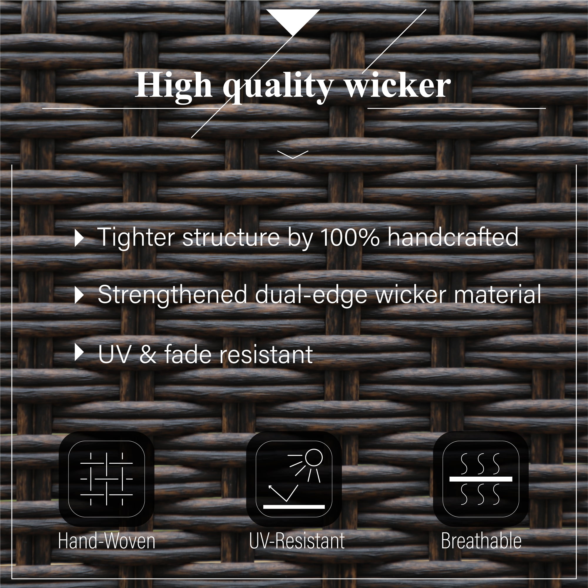 MF Studio 5 Pieces Outdoor Patio Dining Set with 4 High Back Rattan Chairs and 1 Metal Dining Table, Black & Brown - Image 2