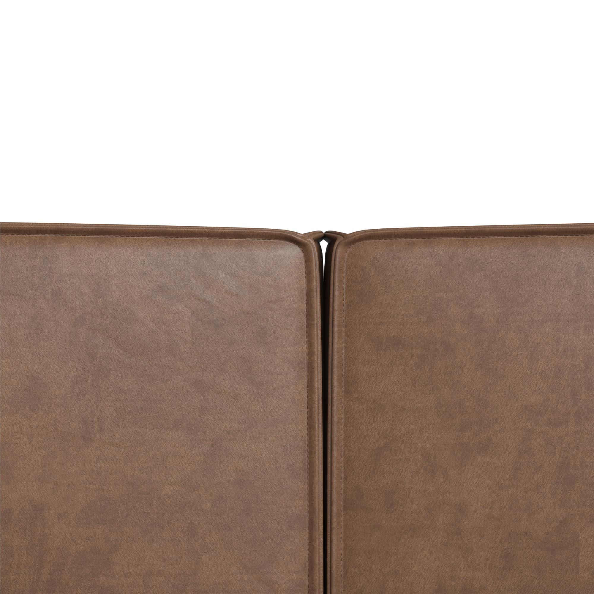 Mainstays Wynnewood 75" Low Profile Faux Leather Sofa Couch with 2 Throw Cushions, Brown - Image 8