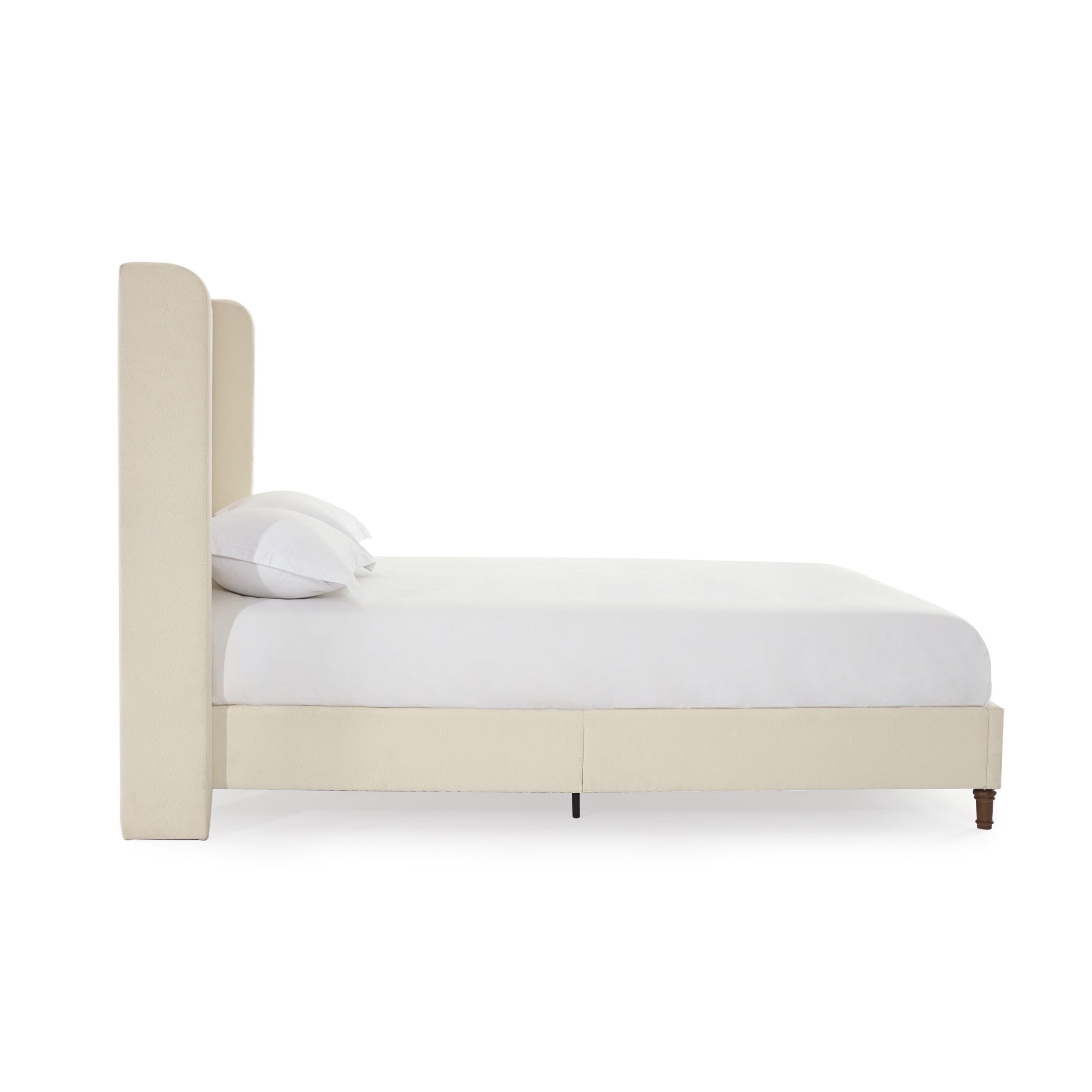 Noble House Harper Indoor Upholstered Metal Tall Headboard Queen Bed, Beige Boucle - Image 5