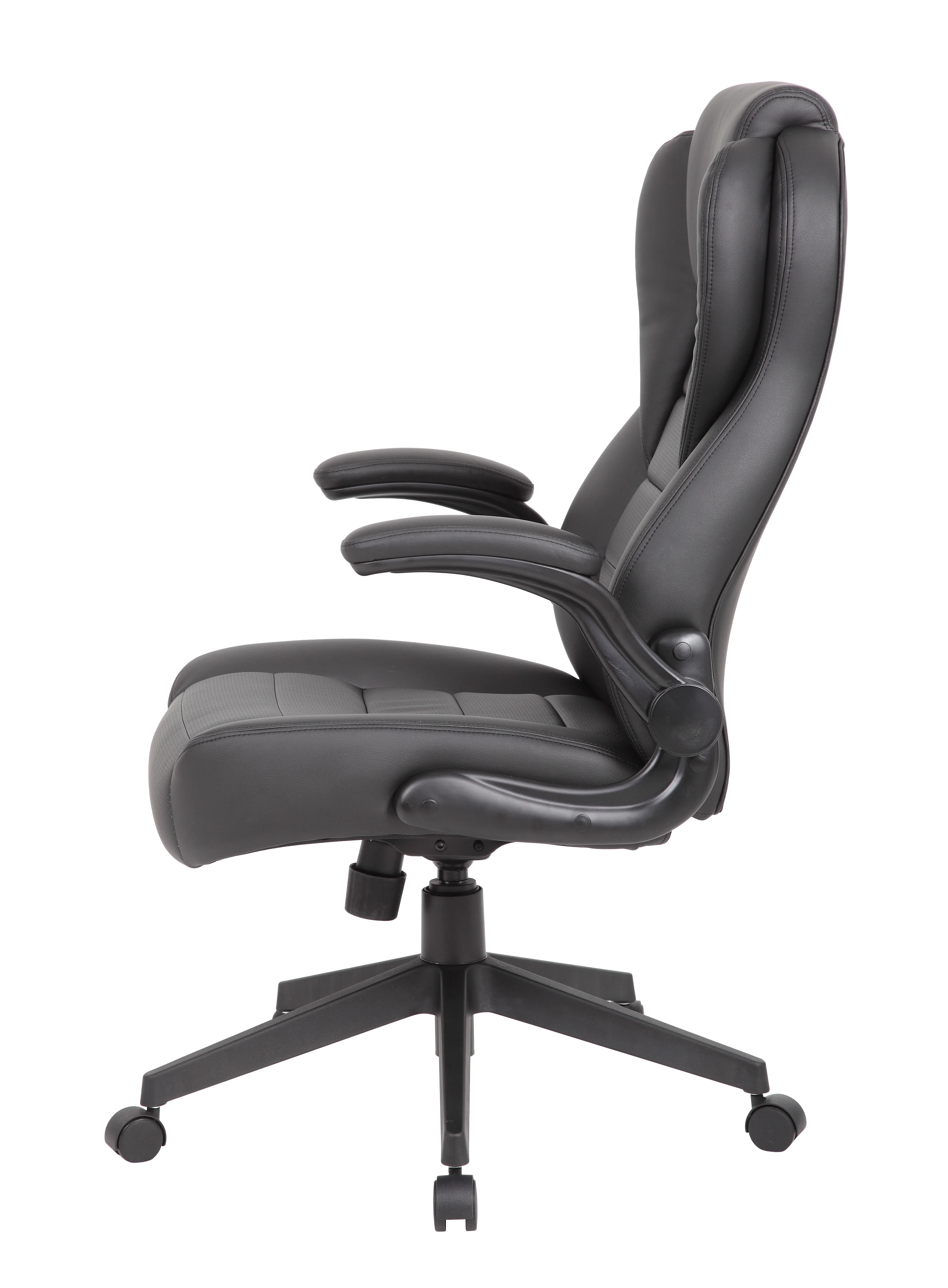 Boss Office Products High Back Flip Arm Vinyl Executive Chair in Black - Image 3