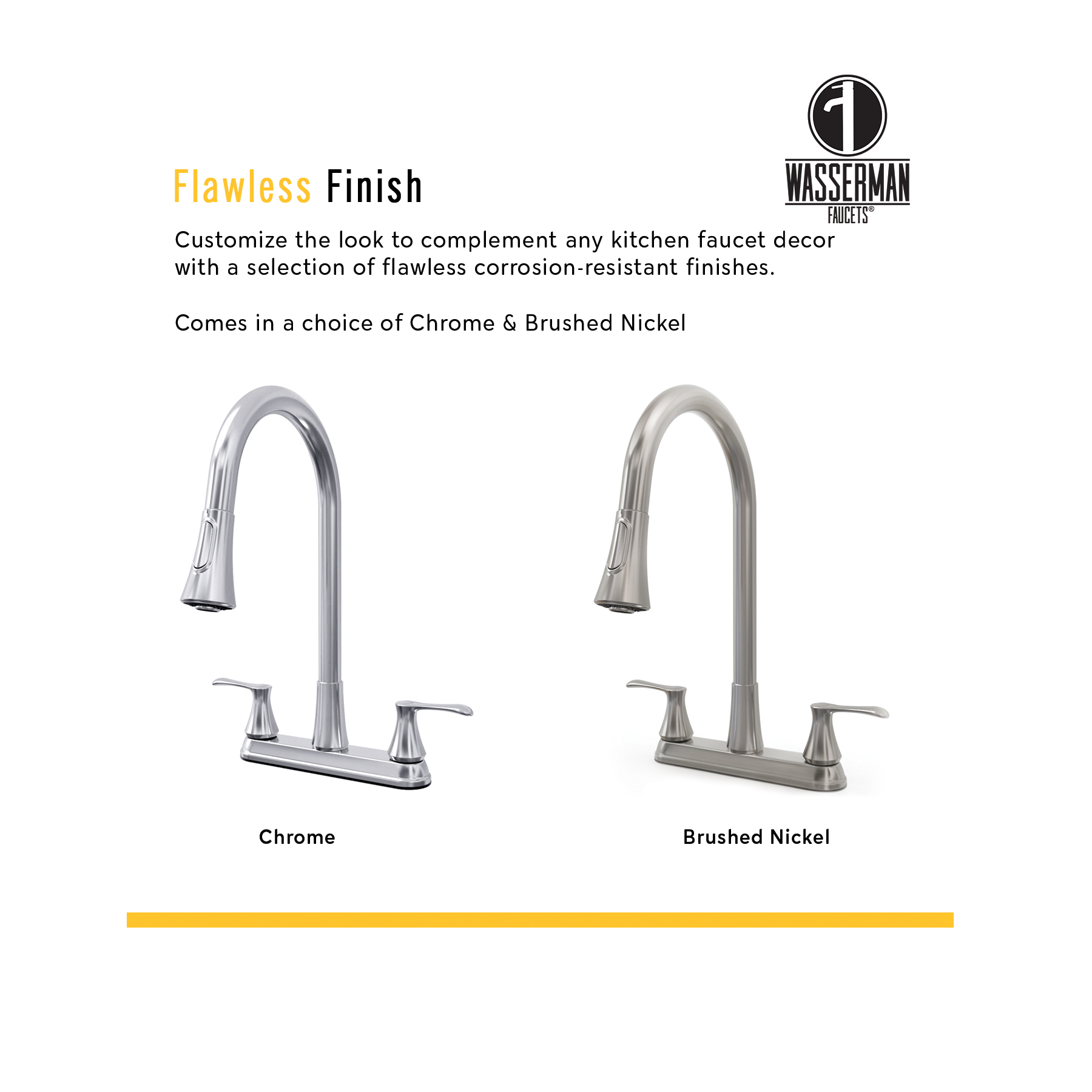 Wasserman 22167043 - Kitchen Sink Faucet Double Handle Pull Down Spray in Chrome - Image 14