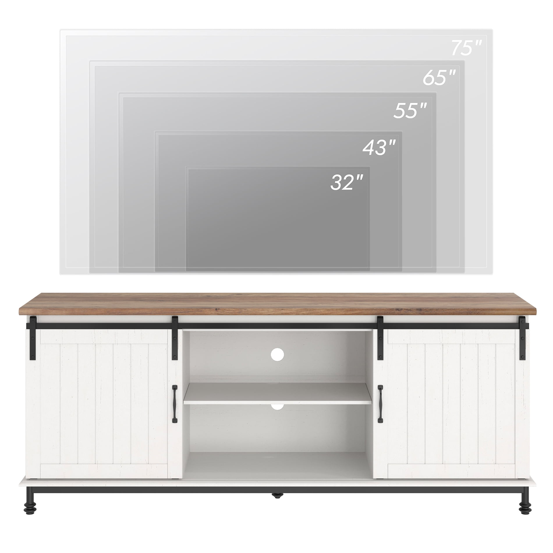 70 Inches TV Stand , Wood Entertainment Center for livingroom, Console Table Storage Cabinet with Sliding Barn Door for 80 90 100 110 Inch TV - Image 5