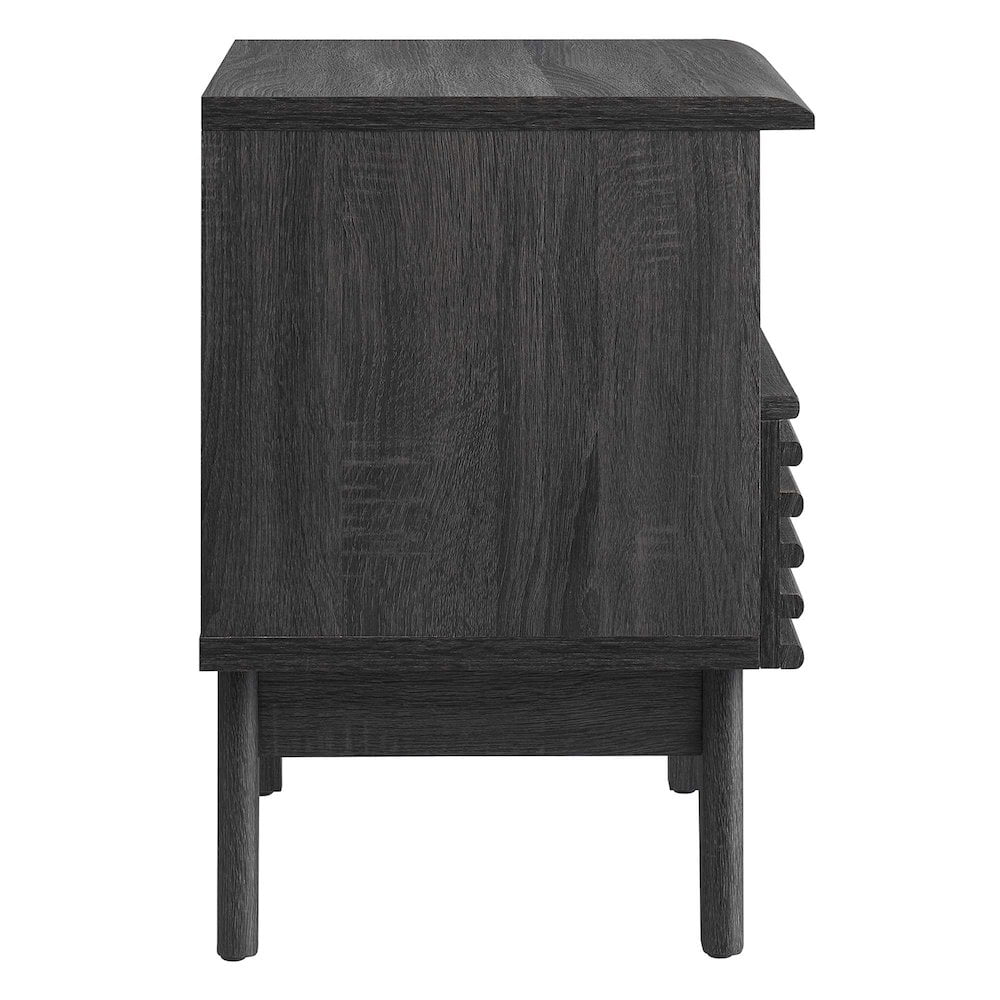 Modway Render Modern Particleboard Wood Nightstand - Charcoal Finish - Image 4