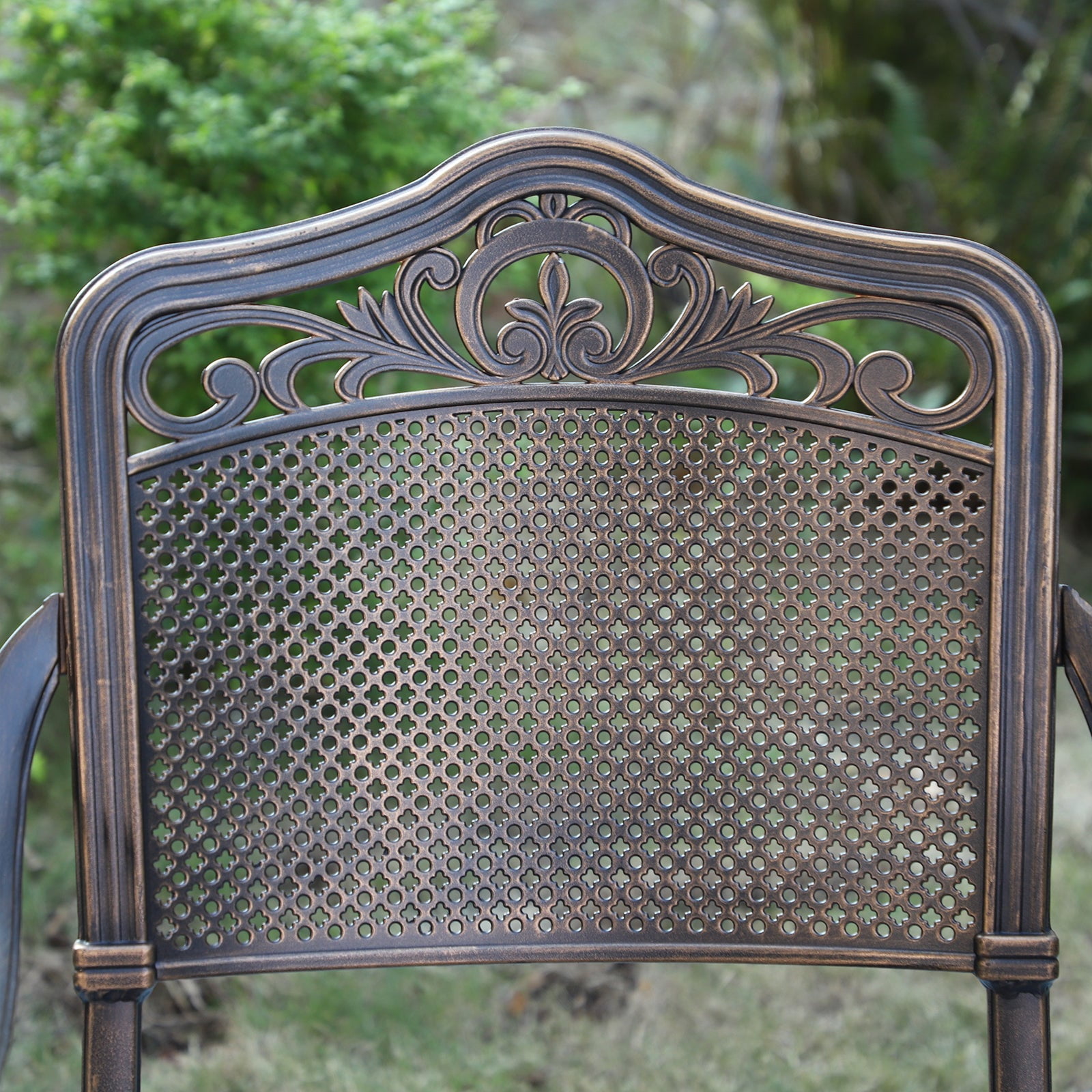 MF Studio 2-Piece Cast Aluminum Outdoor Patio Dining Chairs with Curvy Appearance, Antique Bronze - Image 4