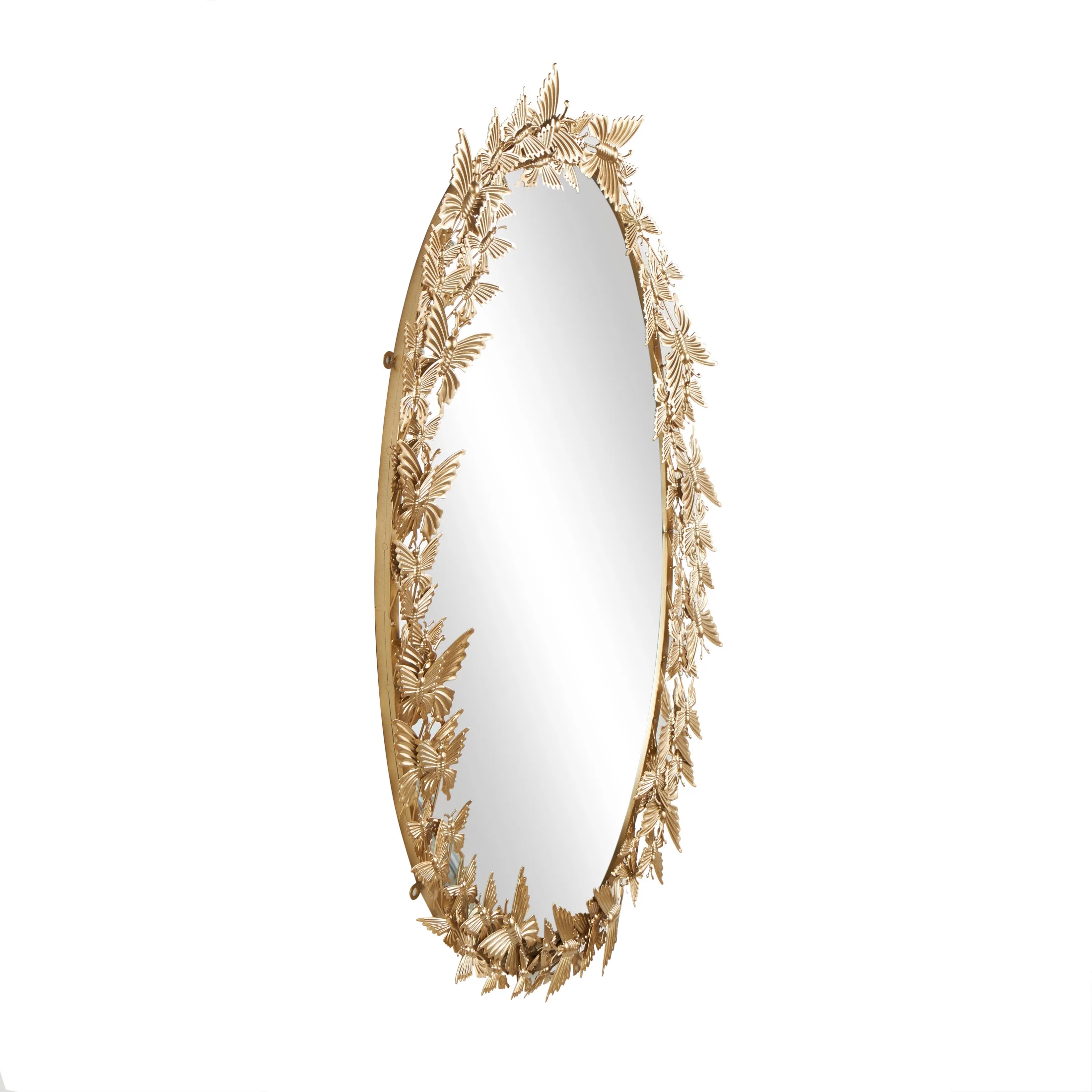 DecMode 19" x 33" Gold Oval 3D Butterfly Wall Mirror - Image 10