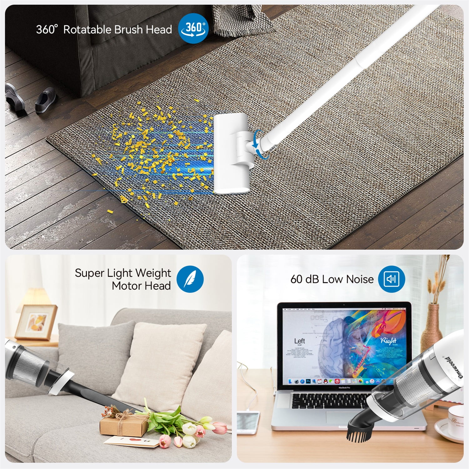 Cordless Stick Vacuum Cleaners, Lightweight Cordless Vacuum 20 Kpa 40 Mins Max Runtime,5-in-1 Hardwood Floor Vacuum for Home Hard Floor Carpet Pet Hair - Image 2