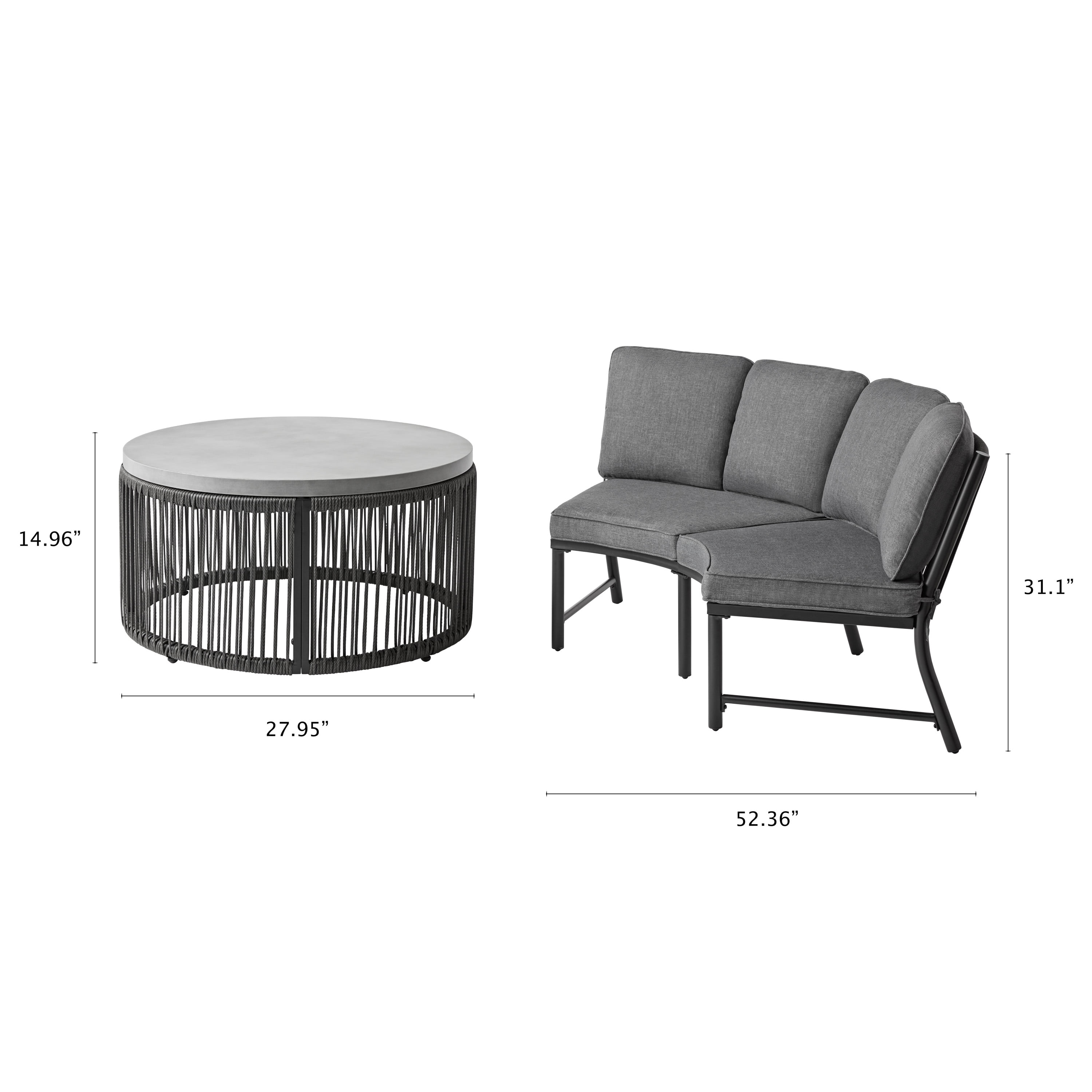 Mainstays Lawson Ridge 3-Piece Steel Curved Outdoor Sectional Set with Cushions, Gray - Seats 4 - Image 4