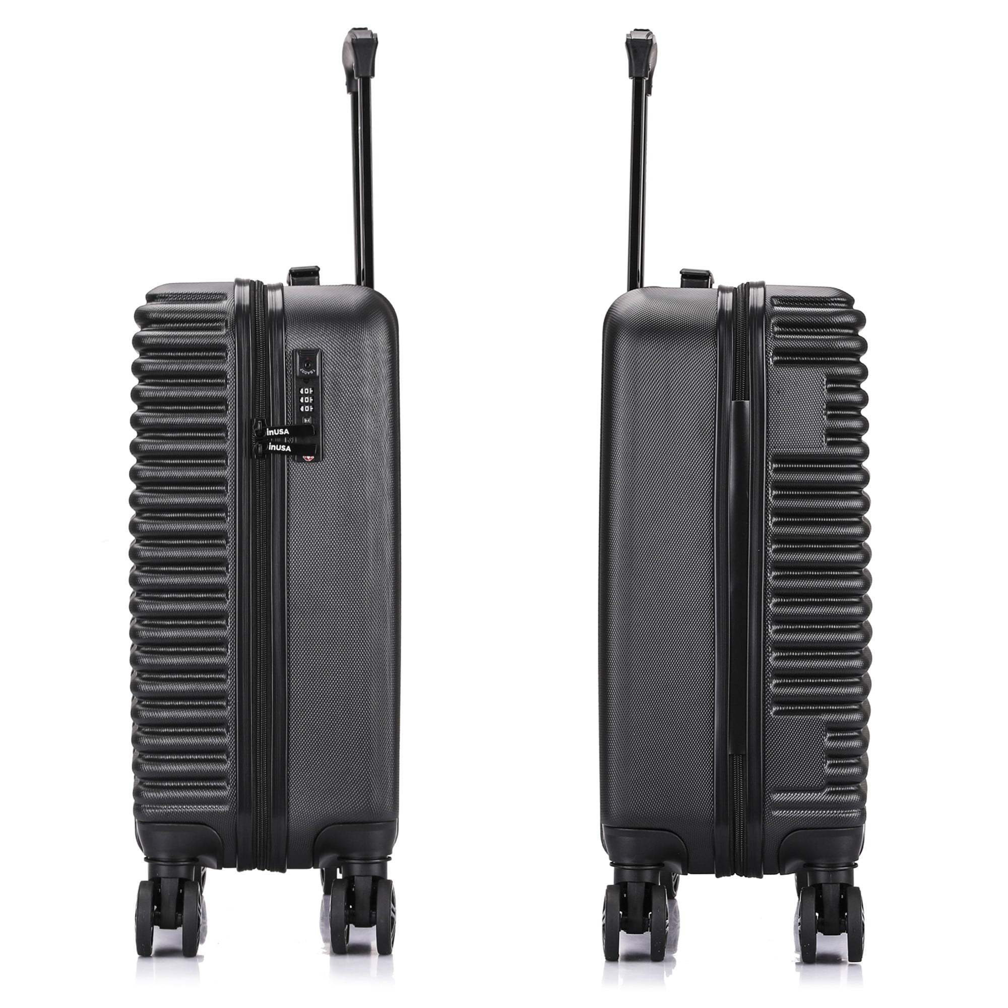 InUSA Ally 20" Hardside Lightweight Luggage with Spinner Wheels, Handle and Trolley, Black - Image 2