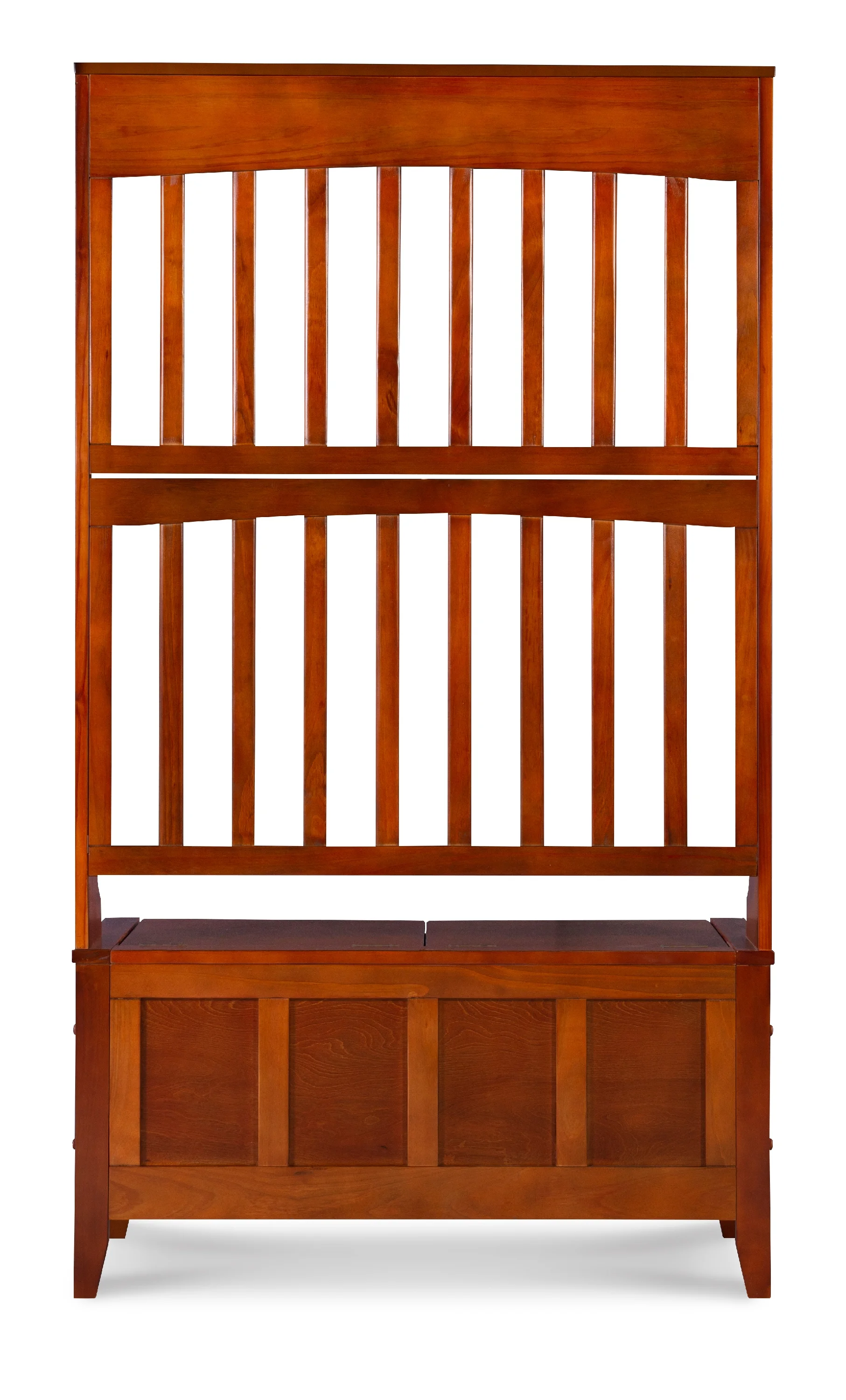 Linon Fletcher Free Standing Hall Tree with 4 Hooks and Split Seat Storage Bench, Walnut - Image 4