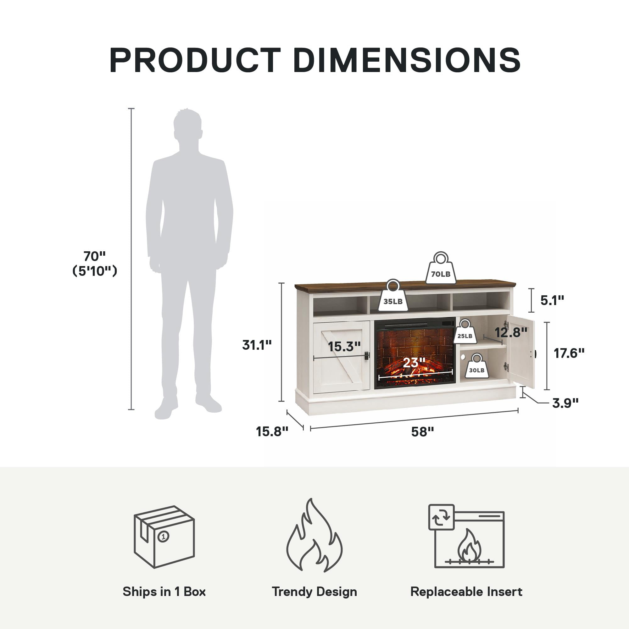 Ashton Lane Electric Fireplace TV Stand with Remote for TVs up to 65in, Magnolia Oak/Columbia Walnut - Image 9
