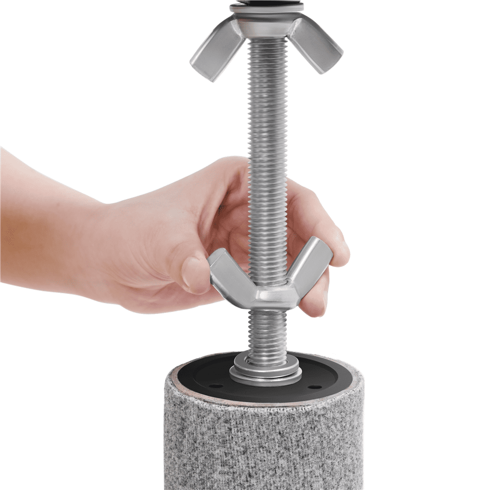 Alden Design 8-8.6ft Floor-to-Ceiling Cat Tree with Clear Cat Bed & 6 Scratching Posts, Blue/Orange - Image 7