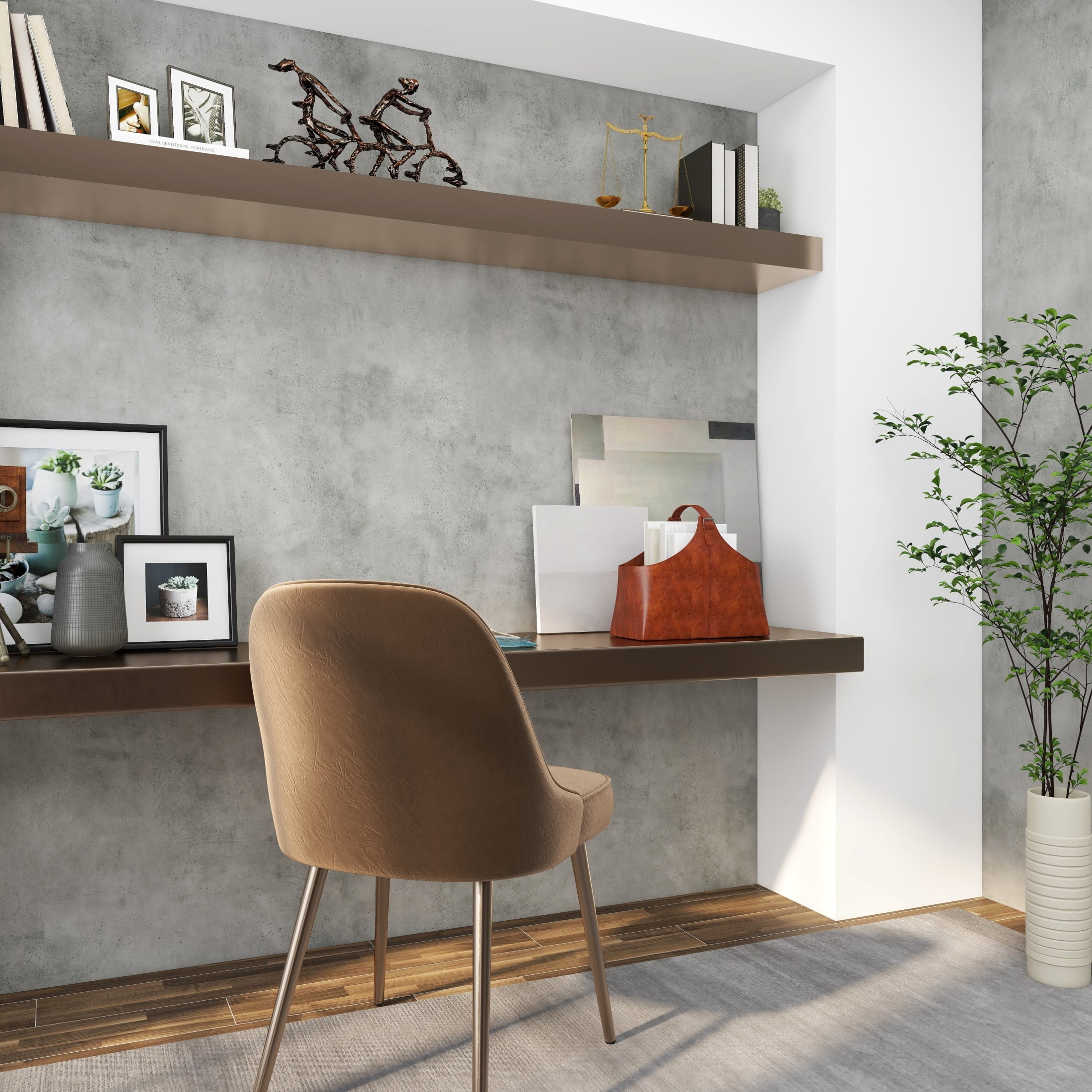 DecMode 15" Brown Leather Handmade Box Style Magazine Holder with Detail Stitching and Curved Buckle Handle - Image 9