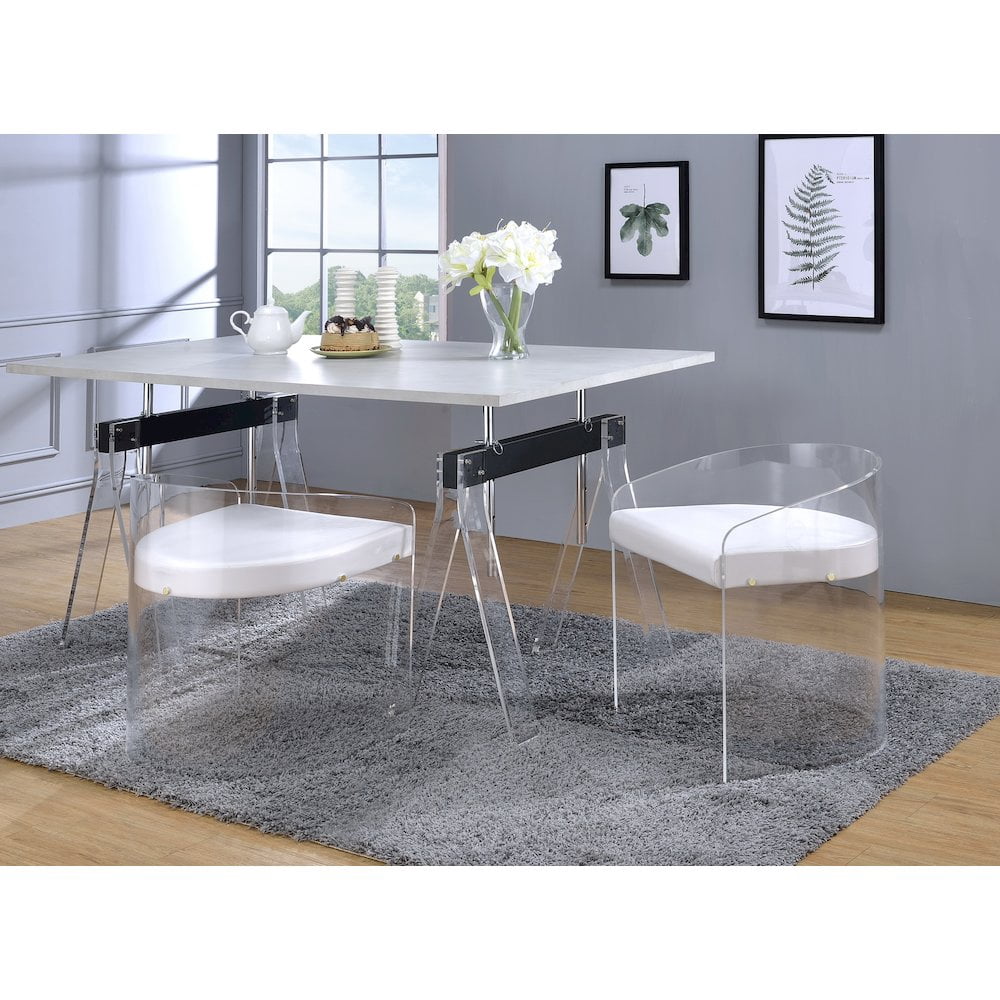 Fox Hill Trading Pure Decor 19" U Shape Lucite and Acrylic Dinner Chair in Clear - Image 2