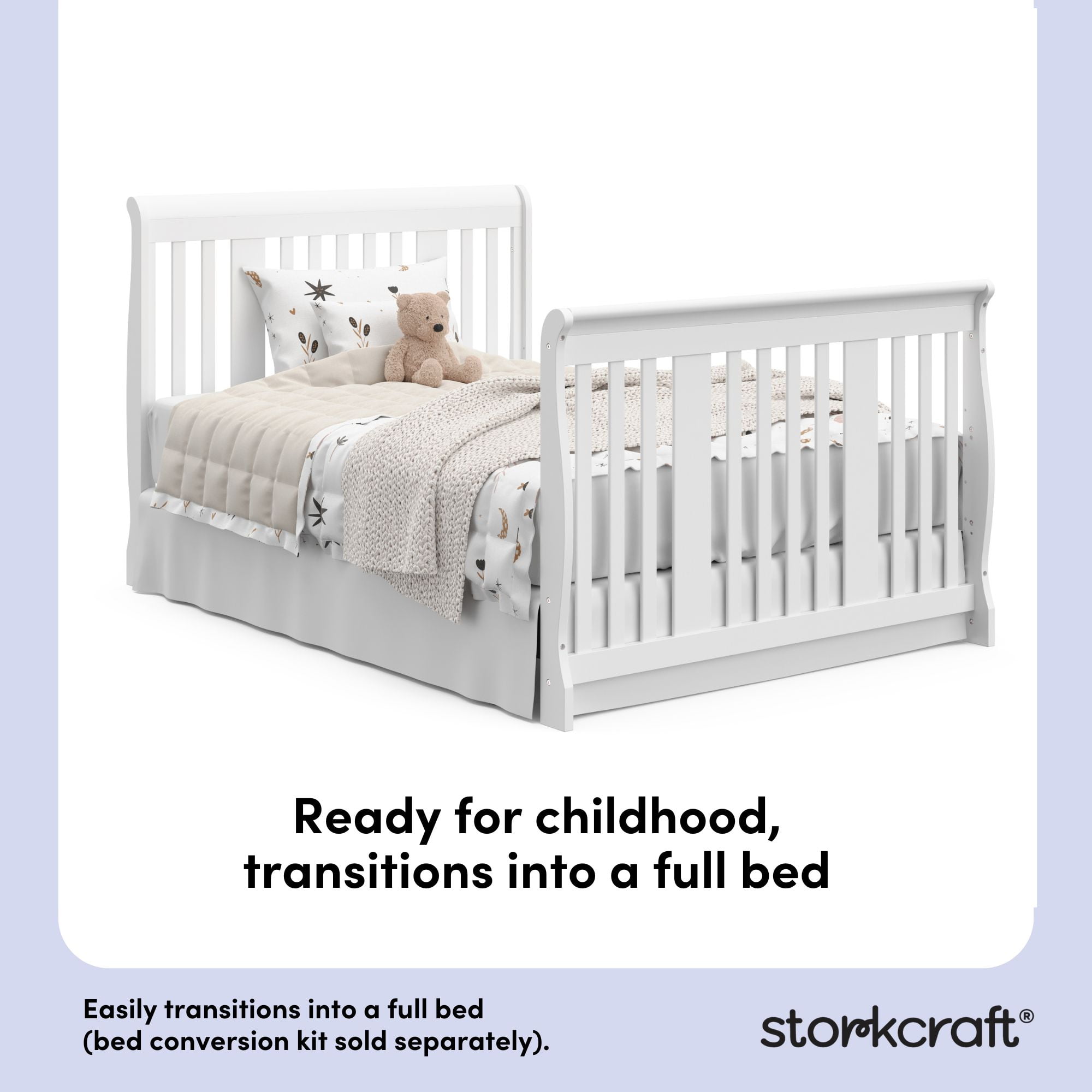 Storkcraft Portofino 5-in-1 Convertible Baby Crib and Changer, White - Image 10