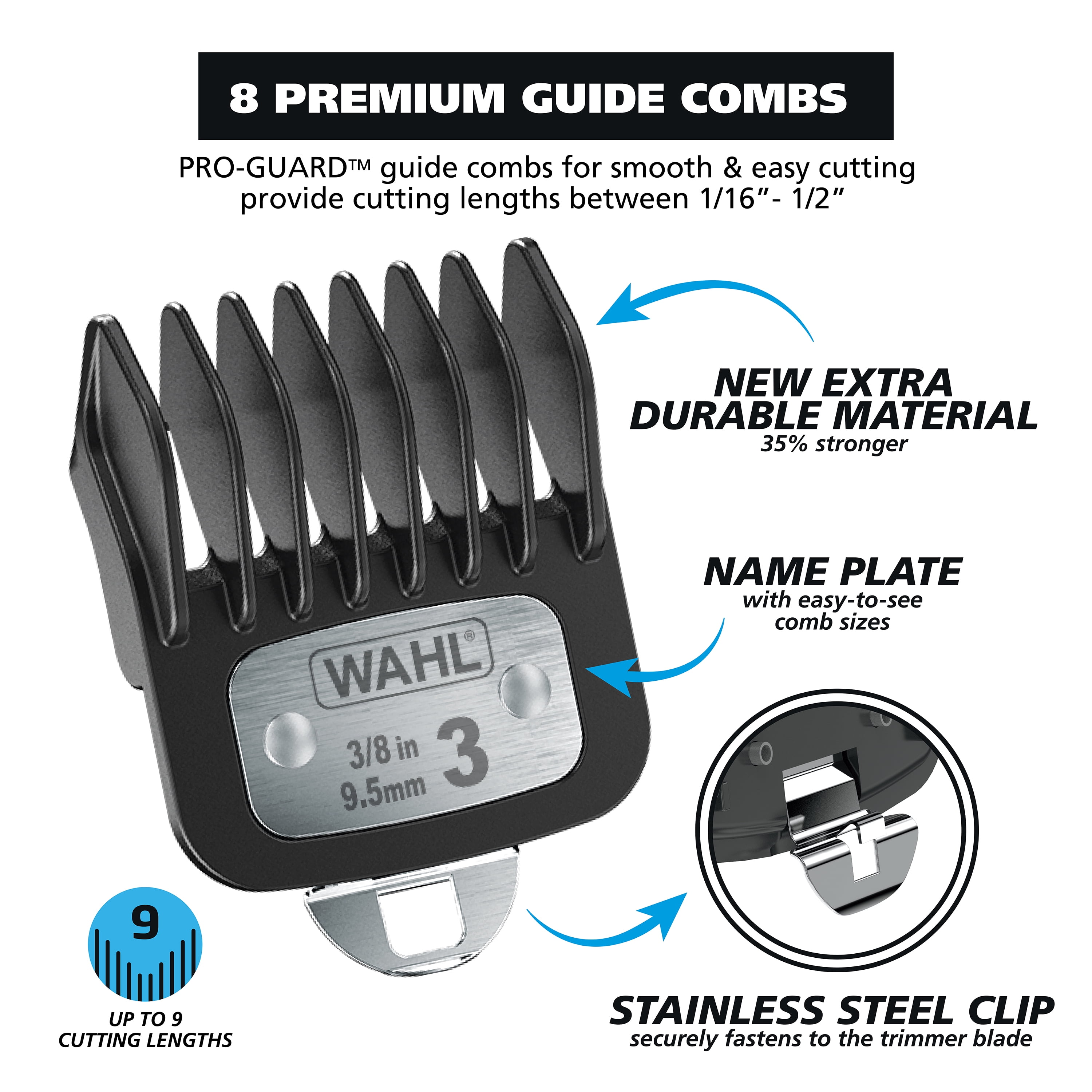 Wahl Diamond Edge Lithium-Ion Rechargeable, Men's Hair Trimmer , 9886-600 Black/Blue - Image 6