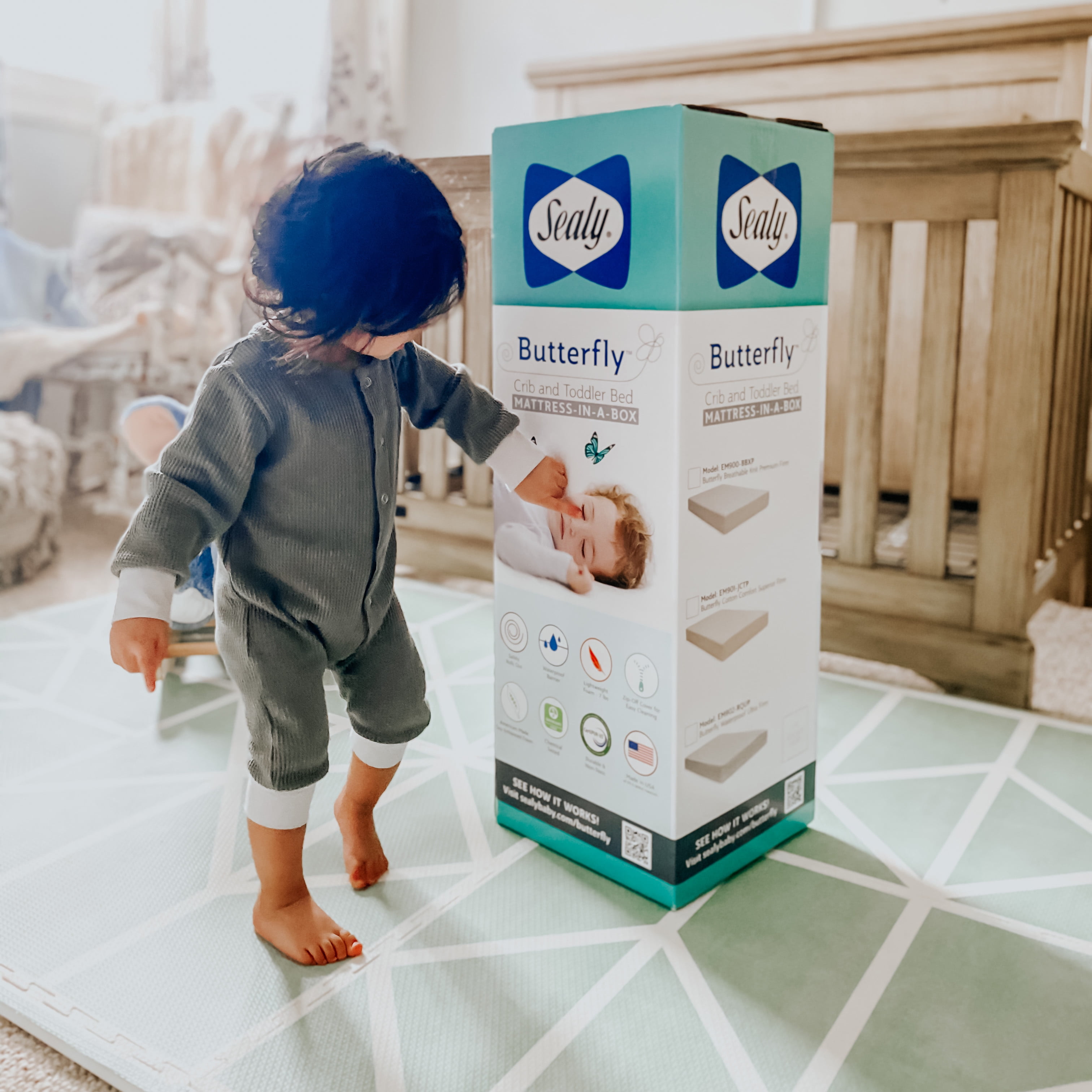 Sealy Butterfly Premium Firm Foam Crib Mattress with Waterproof Cover - Image 12