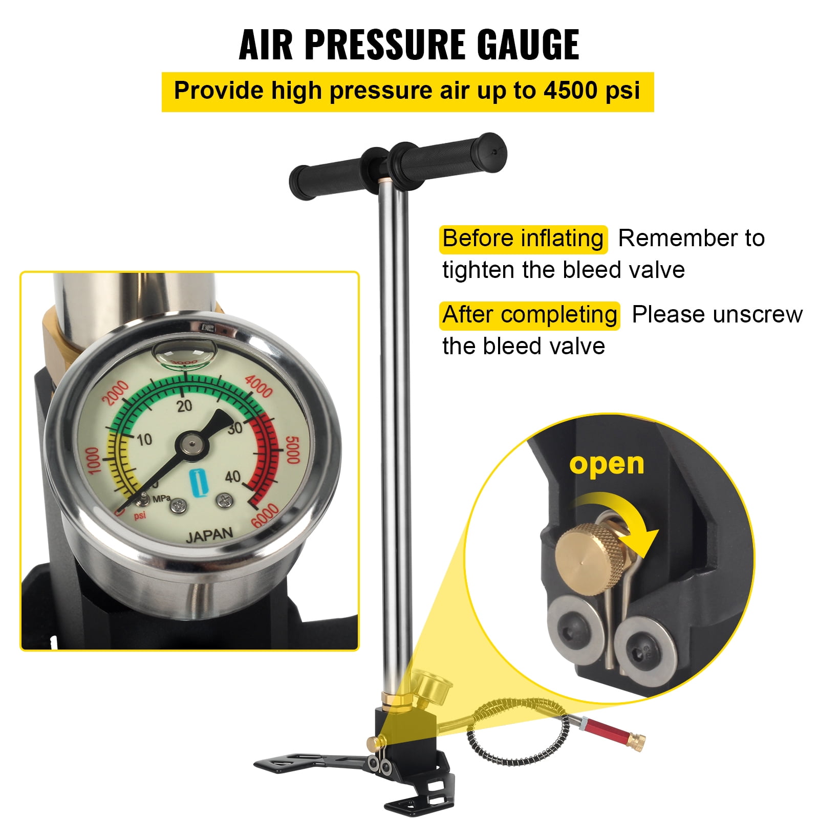 BENTISM 4500psi Air rifle Airrifle Air Gas Filling pump 3 Stage PCP Charging Stirrup Pump - Image 3
