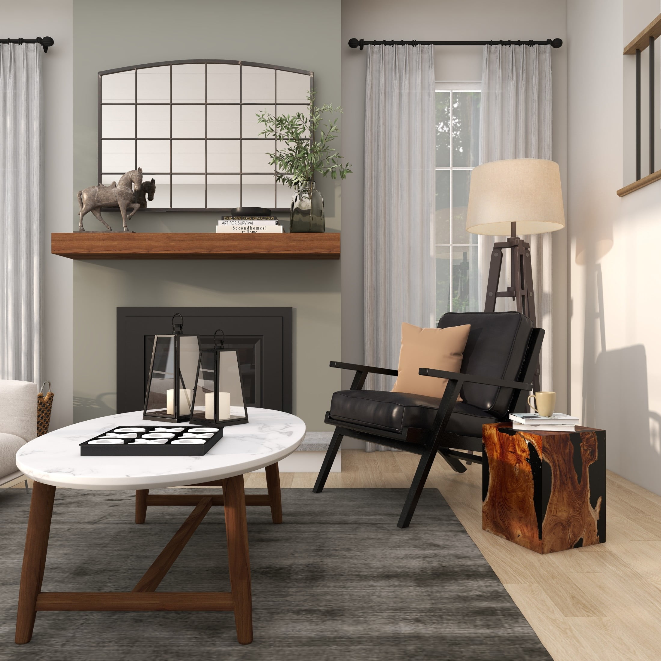 DecMode 12" x 15" Brown Teak Wood Block Abstract Accent Table with Black Resin Inlay, 1-Piece - Image 8