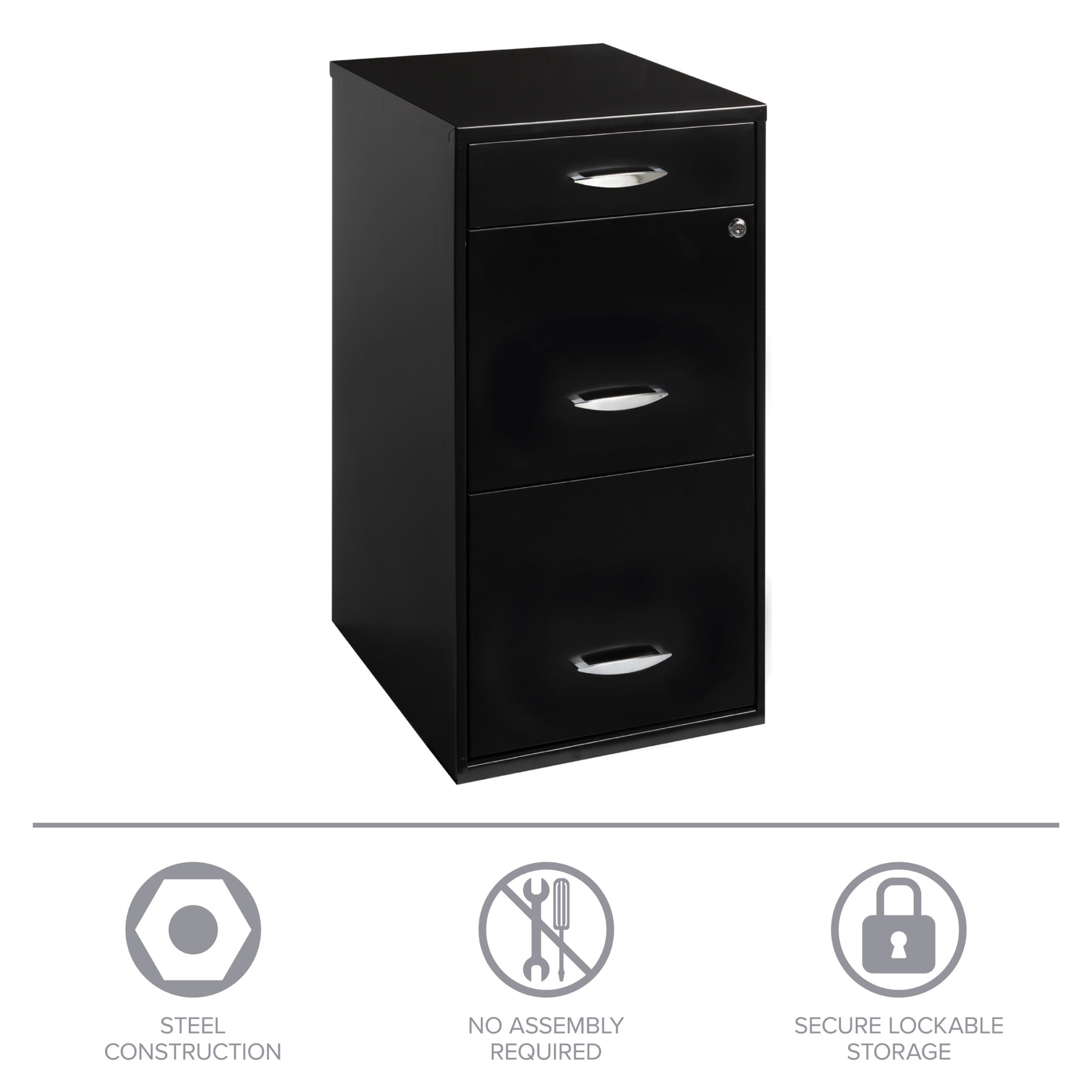 Space Solutions 3 Drawer Letter Width Vertical File Cabinet with Pencil Drawer, Black - Image 10