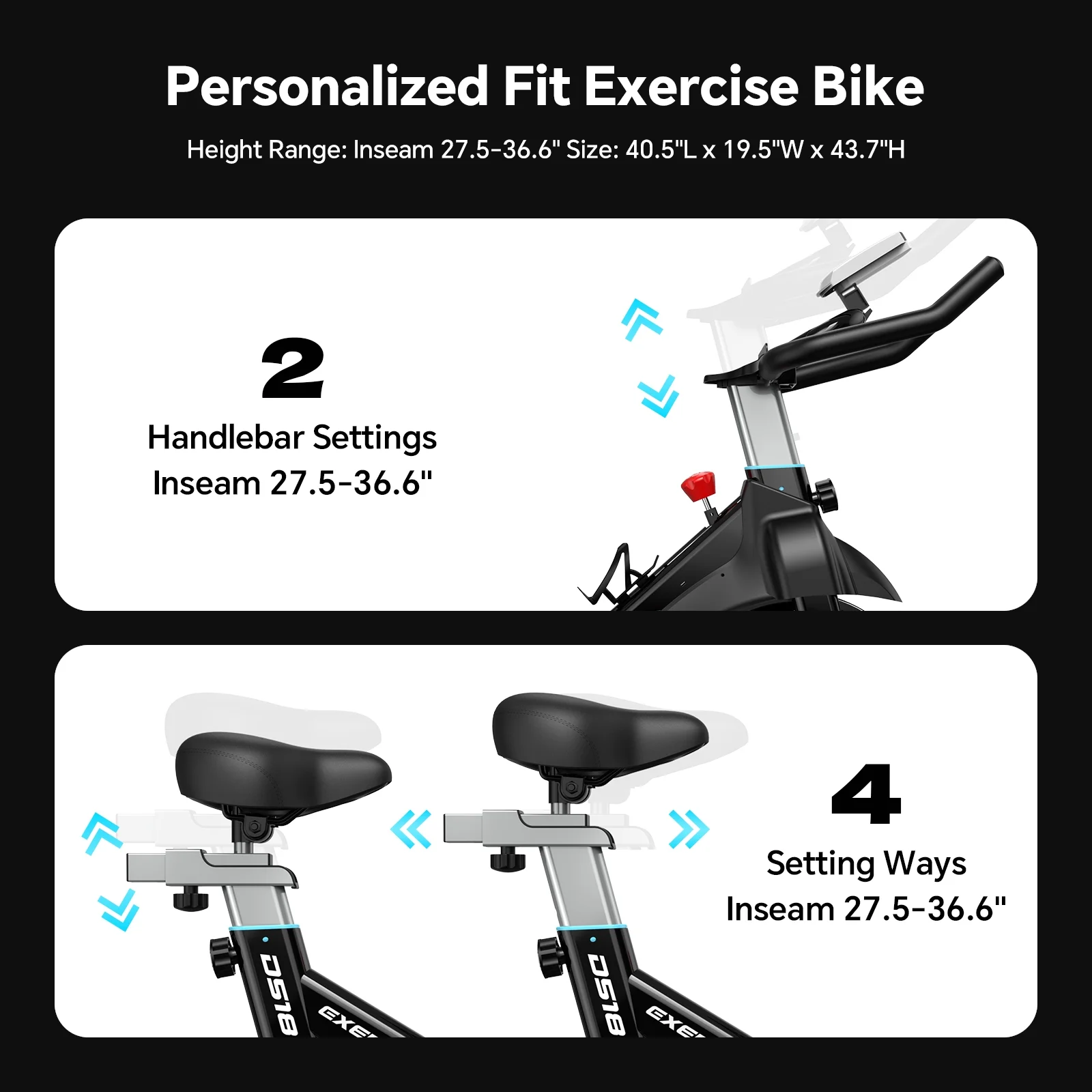 Pooboo Professional Indoor Cycling Bike Stationary Exercise Bikes Home Cardio Workout Bicycle Machine 350lb Flywheel Weight 40lbs - Image 5
