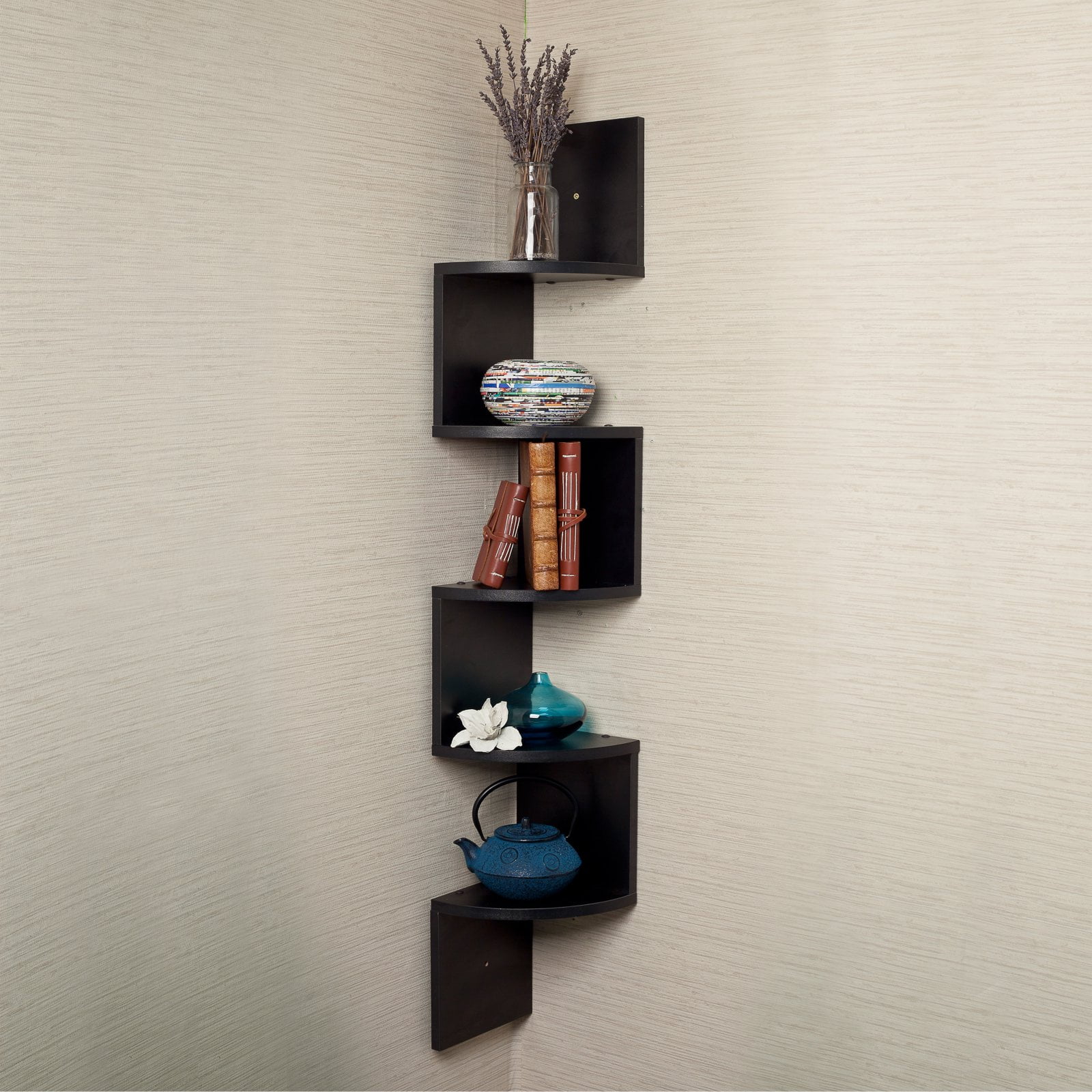 Danya B. Beech Large Laminate Veneer Corner Wall Mount Shelf - Image 5