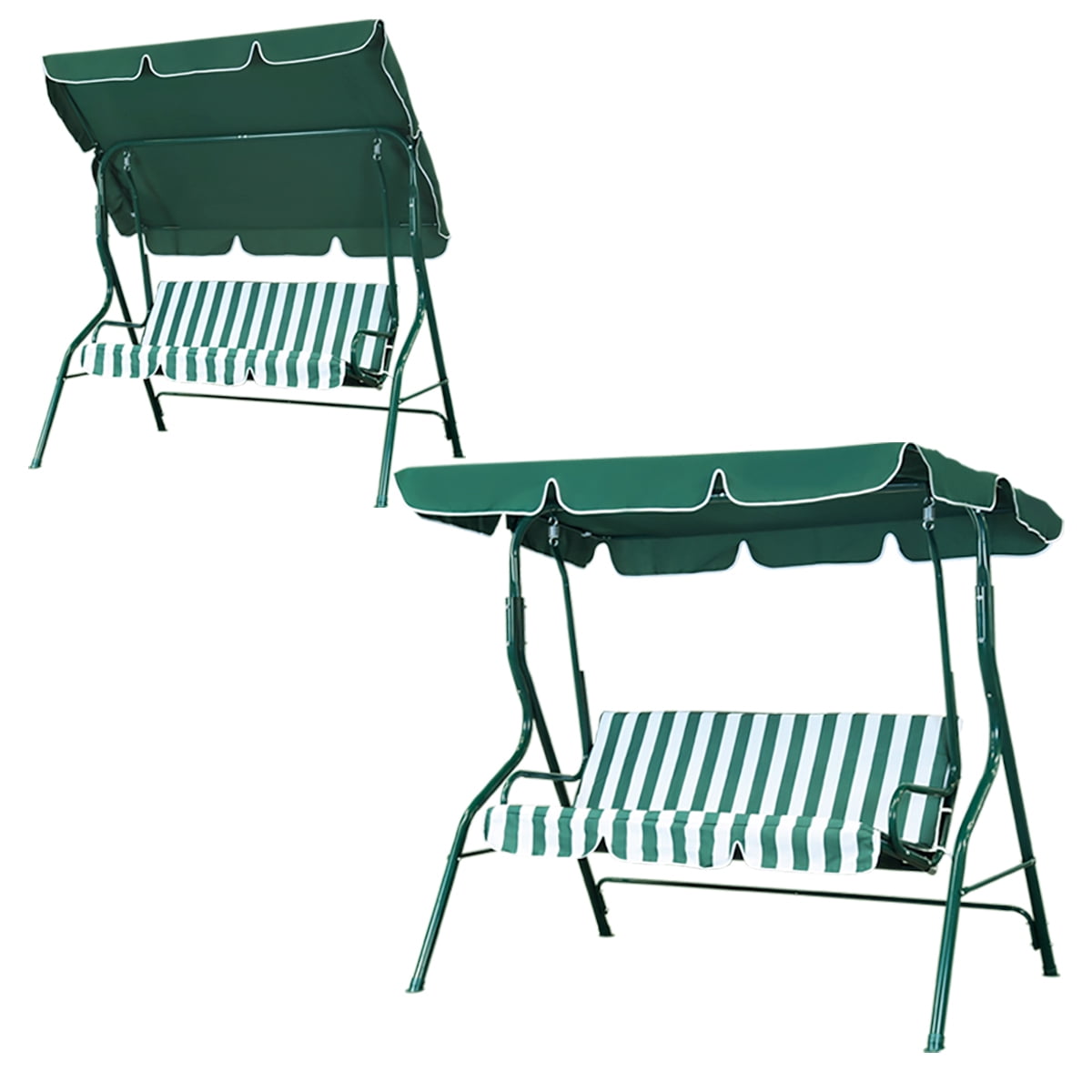 Vebreda 3-Seat Patio Outdoor Porch Swing Glider Chair with Canopy, Green - Image 2
