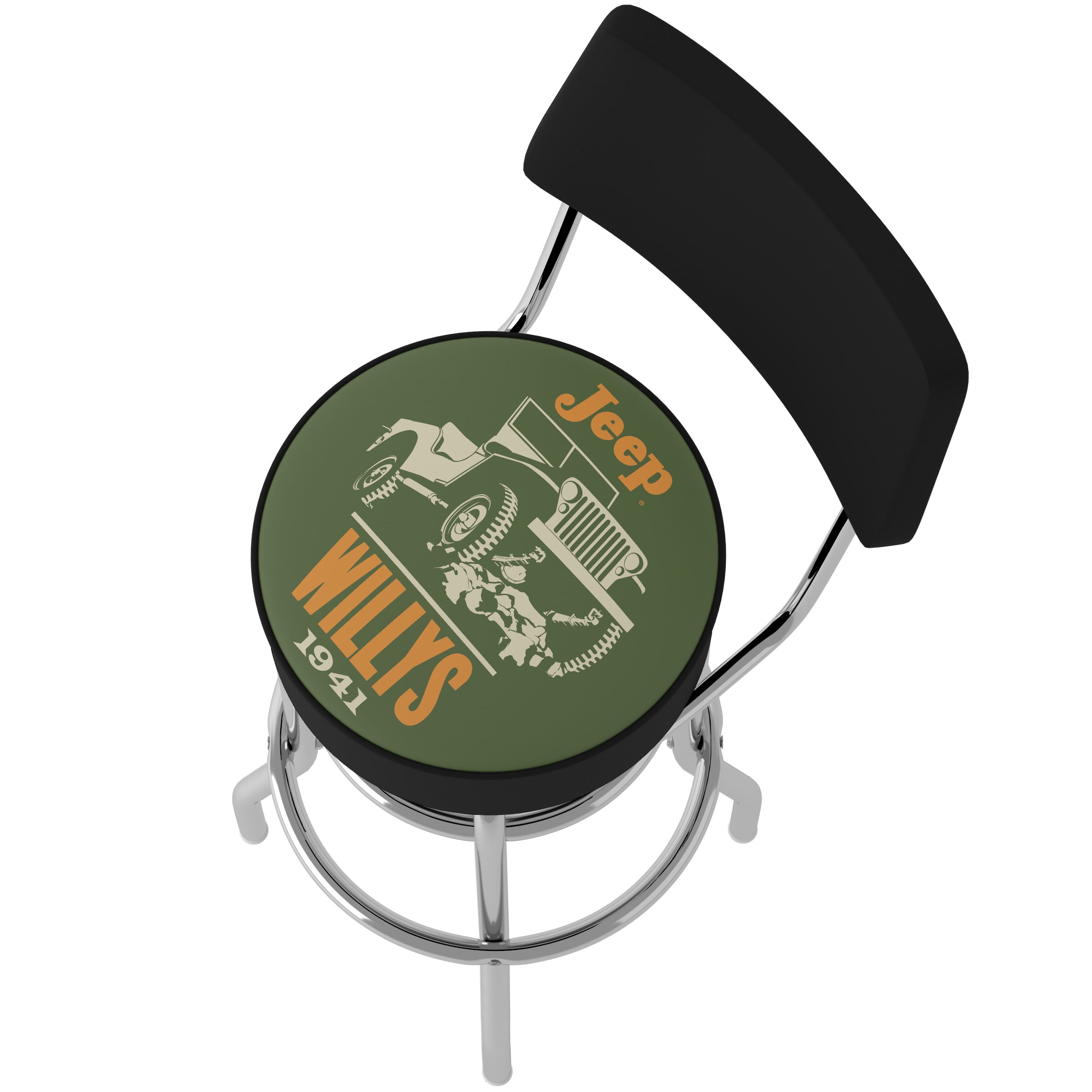 Trademark Gameroom Jeep Willys Green Bar Stool with Back Rest - Image 3