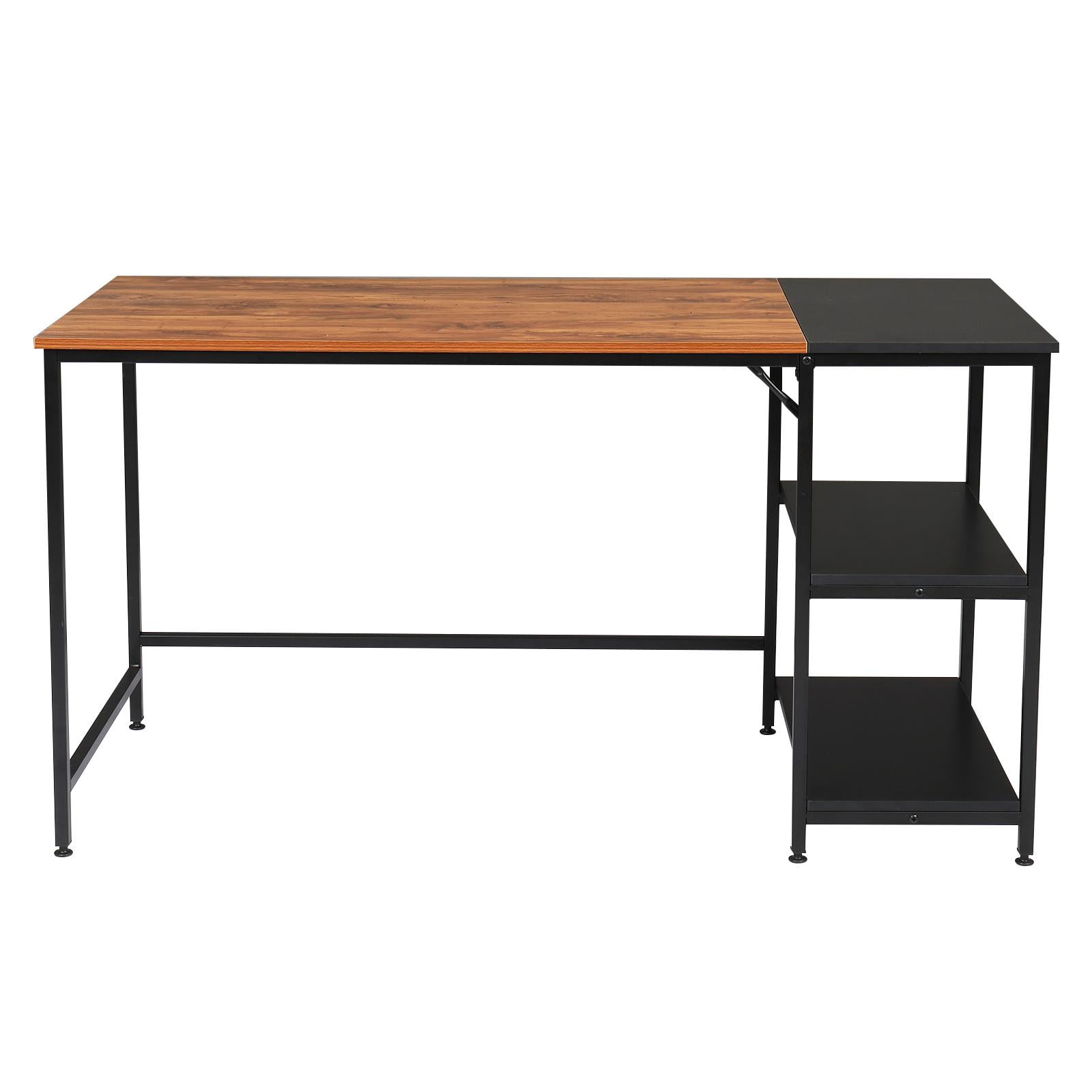 Zimtown Computer Desk 55 inch with Storage Space Home Office Work Desk with 2-Tier Shelves Modern PC Workstation Study Writing Laptop Table - Image 7