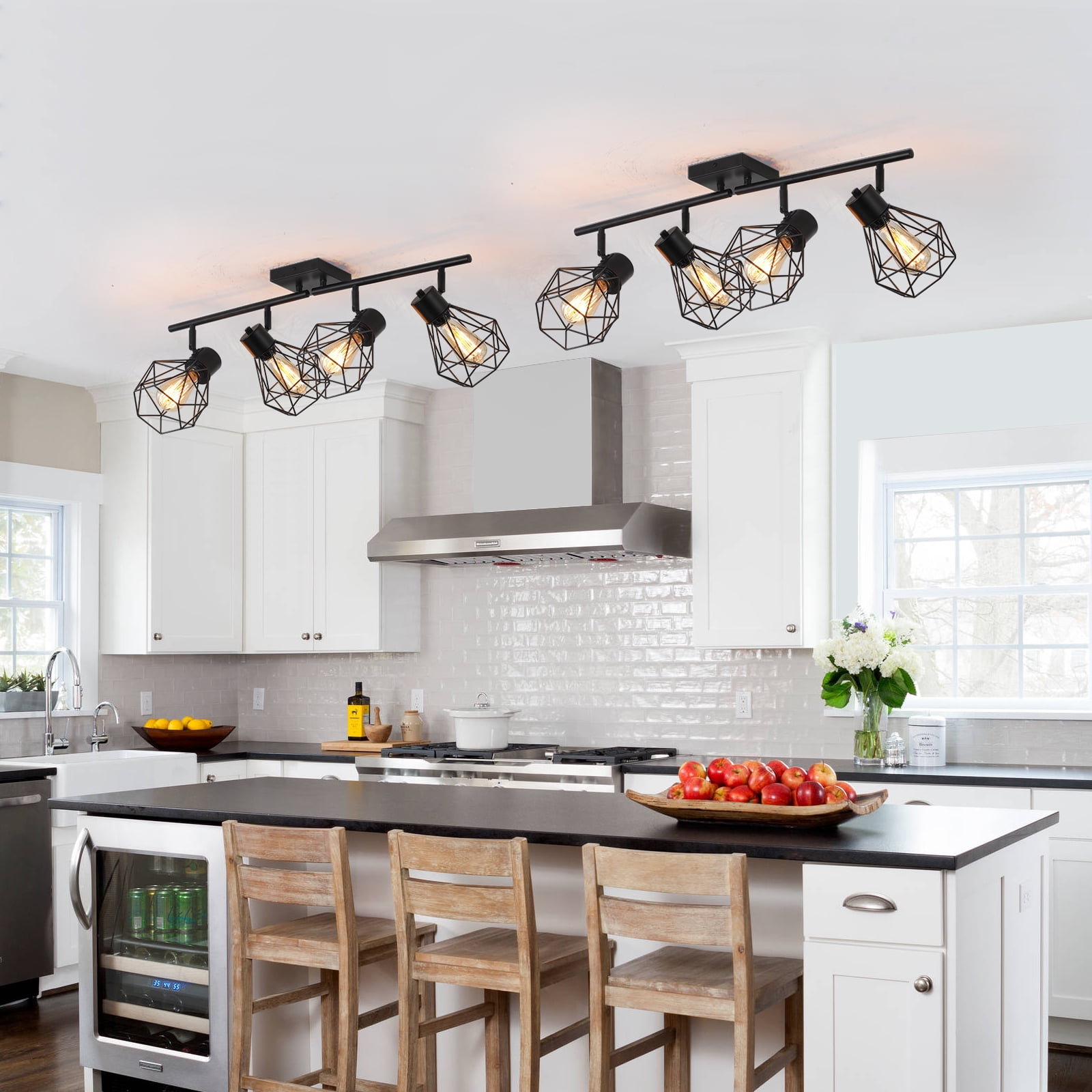 2" Contemporary Dimmable 4-Light Flush Mount Light, Black - Image 5