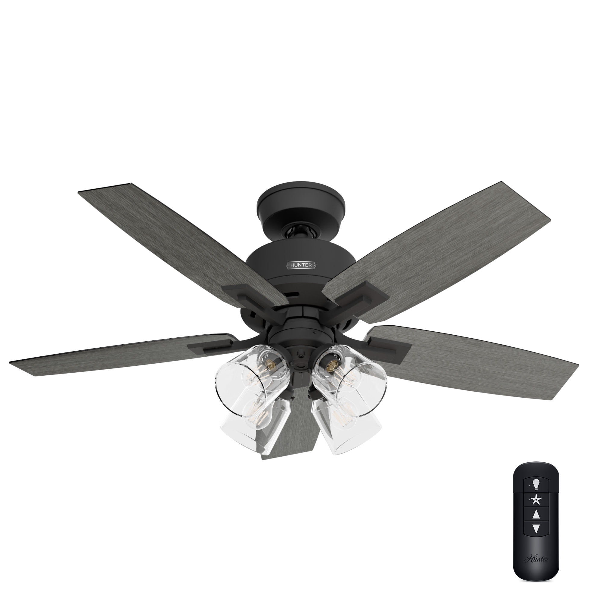 52425-Hunter Fans-Gatlinburg - 5 Blade Ceiling Fan with Light Kit-19.02 Inches Tall and 44 Inches Wide-Matte Black Finish - Image 4