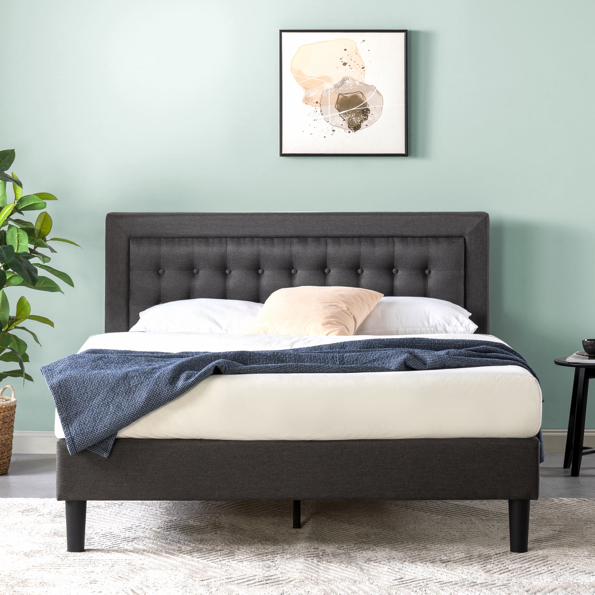 Zinus 40" Dachelle Upholstered Platform Bed Frame Dark Gray, Full - Image 11