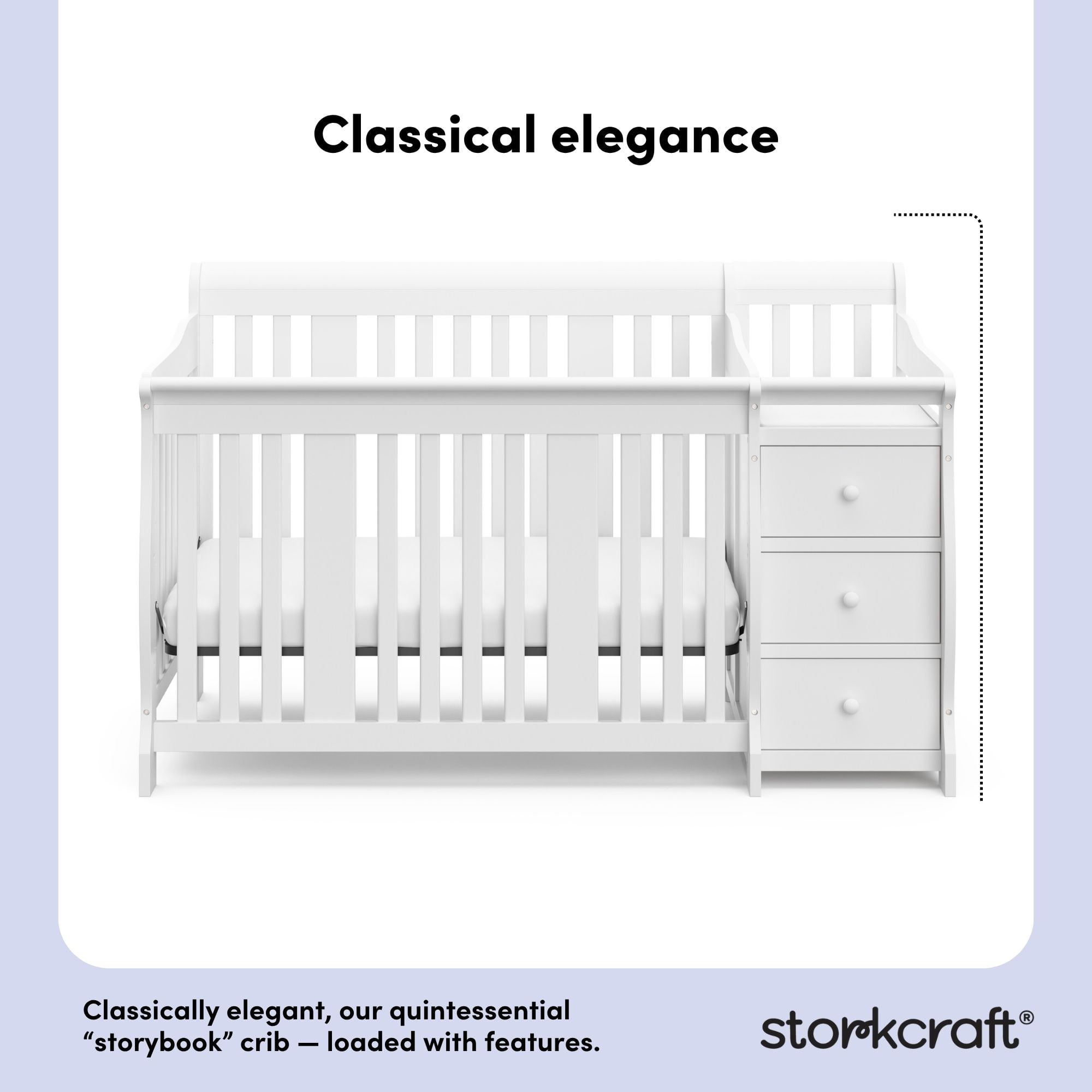 Storkcraft Portofino 5-in-1 Convertible Baby Crib and Changer, White - Image 11