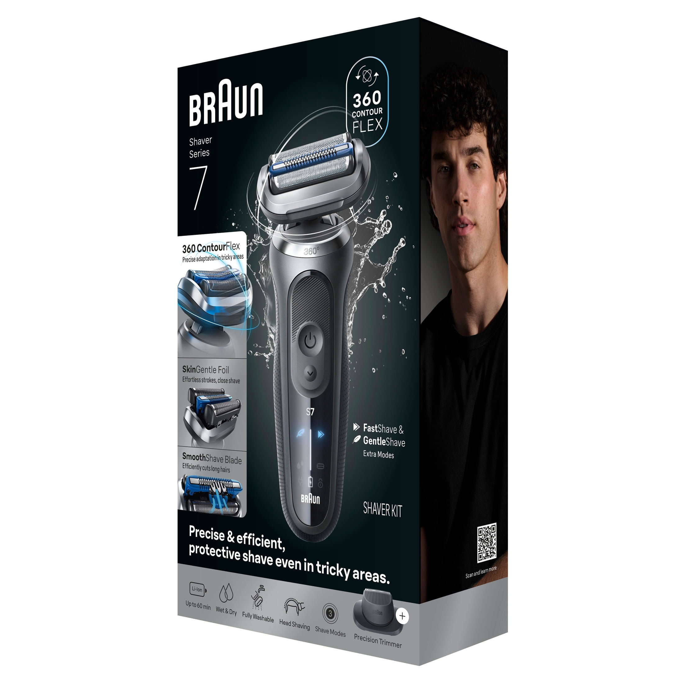 Braun Electric Razor for Men Series 7, Electric Shaver, 360ContourFlex, with Precision Trimmer, Travel Case, S7 7120s - Image 9