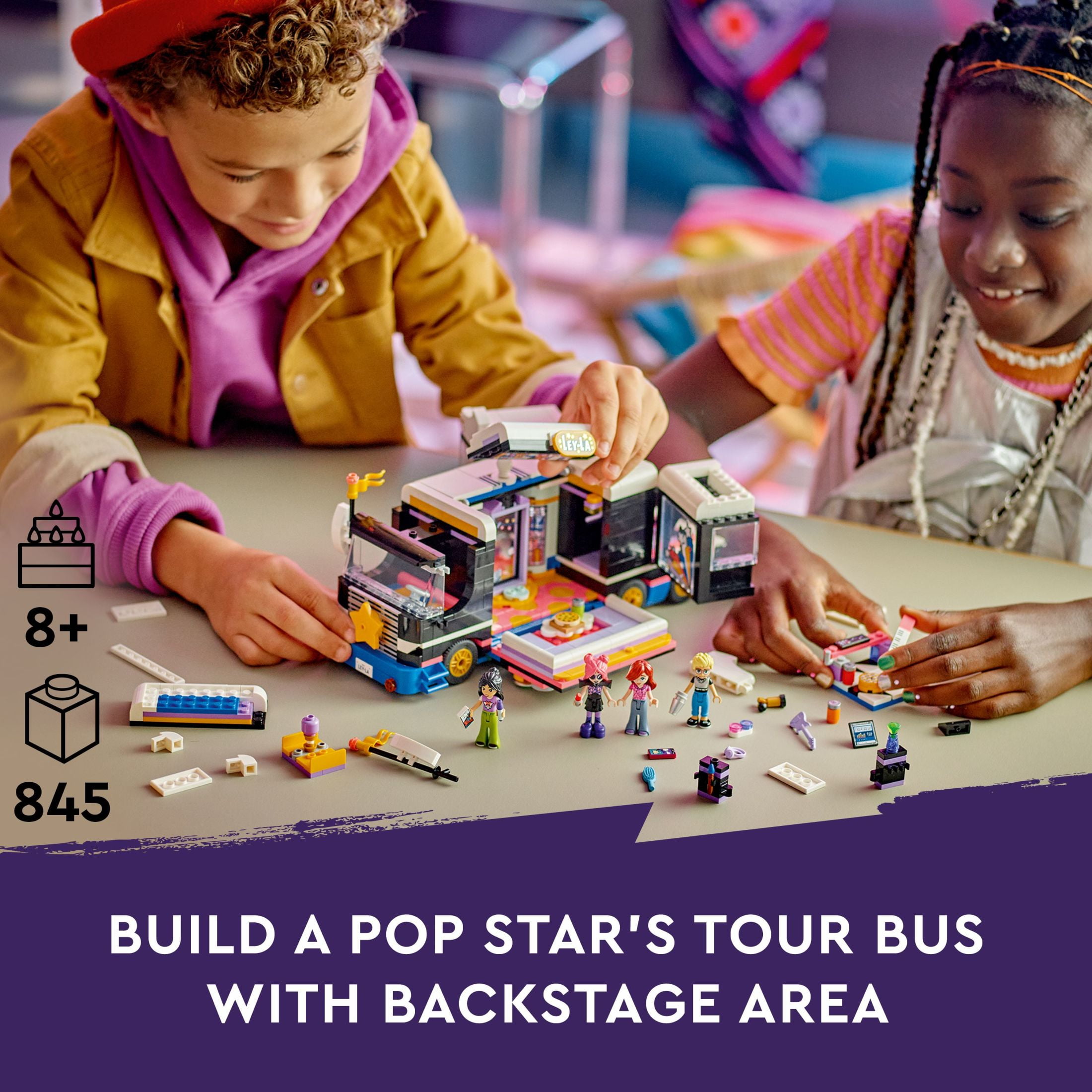 LEGO Friends Pop Star Music Tour Bus Play Together Toy, Social-Emotional Musical Toy with 4 Mini-Doll Characters, Toy Truck Building Kit, Music Gift for 8 Year Old Kids, Girls and Boys, 42619 - Image 7