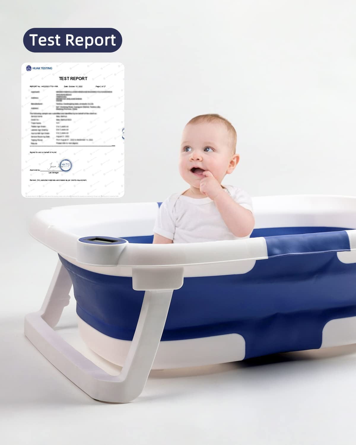 Prociv Collapsible Baby Bathtub for Infants to Toddler, Portable Travel Bathtub Multifunctional Bathtub with Drain Hole, Baby Folding Bathtub for Newborn 0-36 Month Blue - Image 2