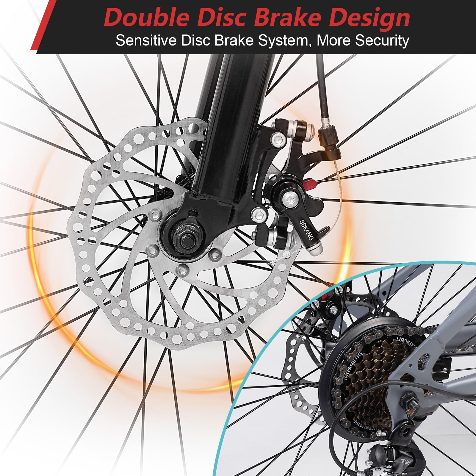 SPPTTY 21 Speed Mountain Bike,24 inch Bike for Men Women Boys Girls,Disc Brakes Dual Suspension - Image 3