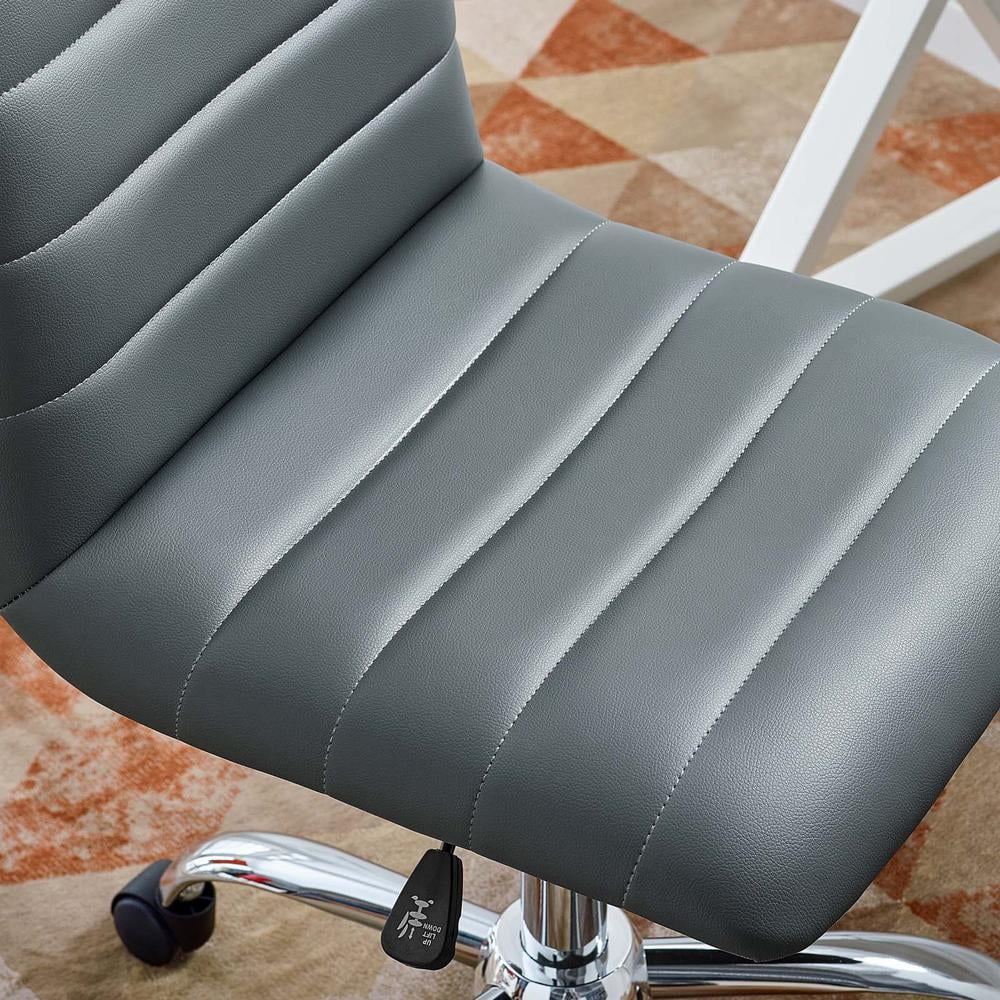 Modway Ripple Modern Vinyl Armless Mid Back Office Chair in Gray - Image 3