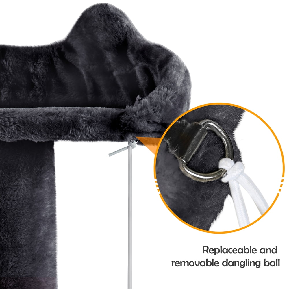 Alden Design 57"H Double Condo Cat Tree with Scratching Tower for Indoor Cats, Black - Image 10