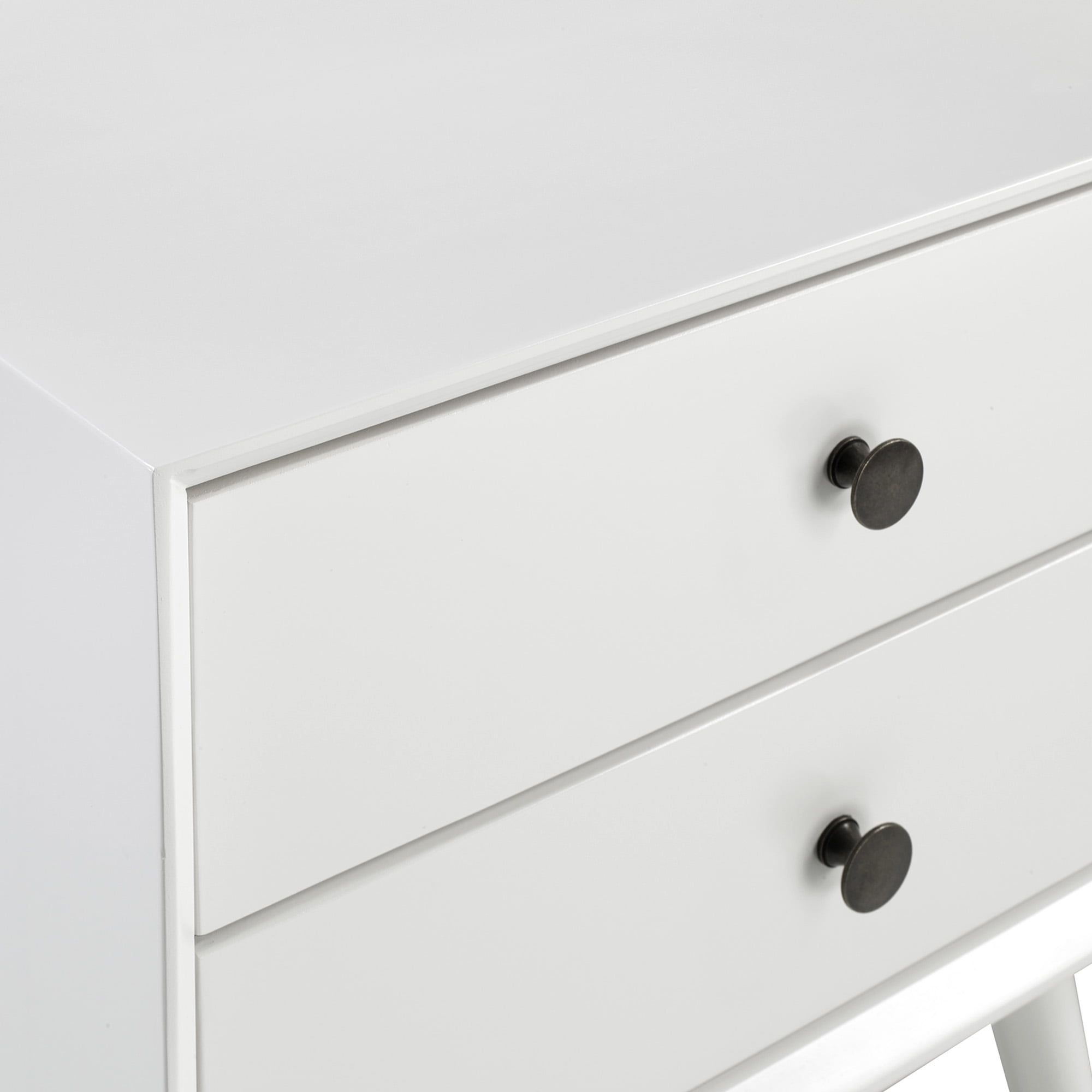 Walker Edison Mid Century Modern 2 Drawer Nightstand, White - Image 4